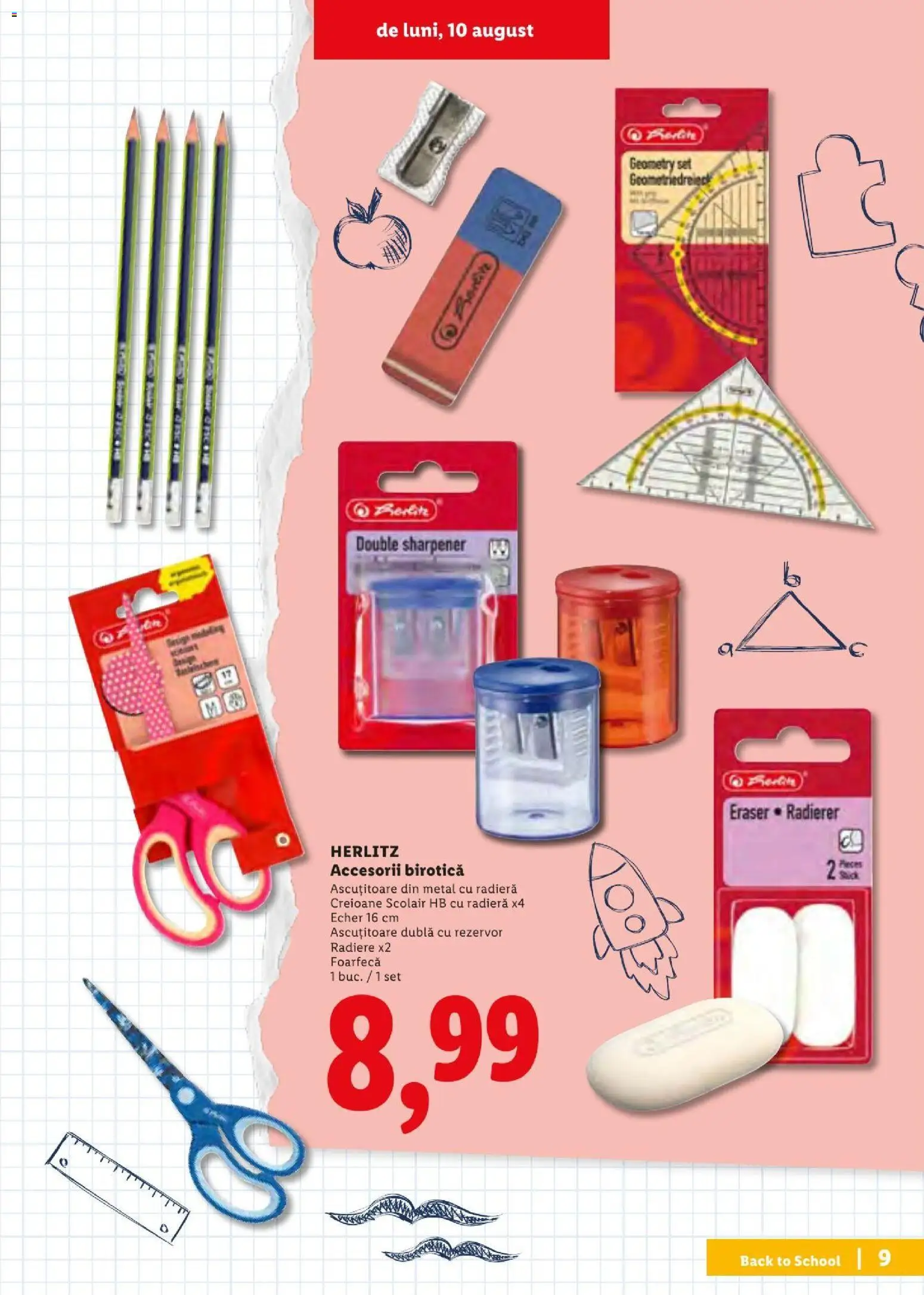Noul catalog Lidl – valabil de la 10.08.2026 | Pagină: 9 | Produse: Ascuțitoare