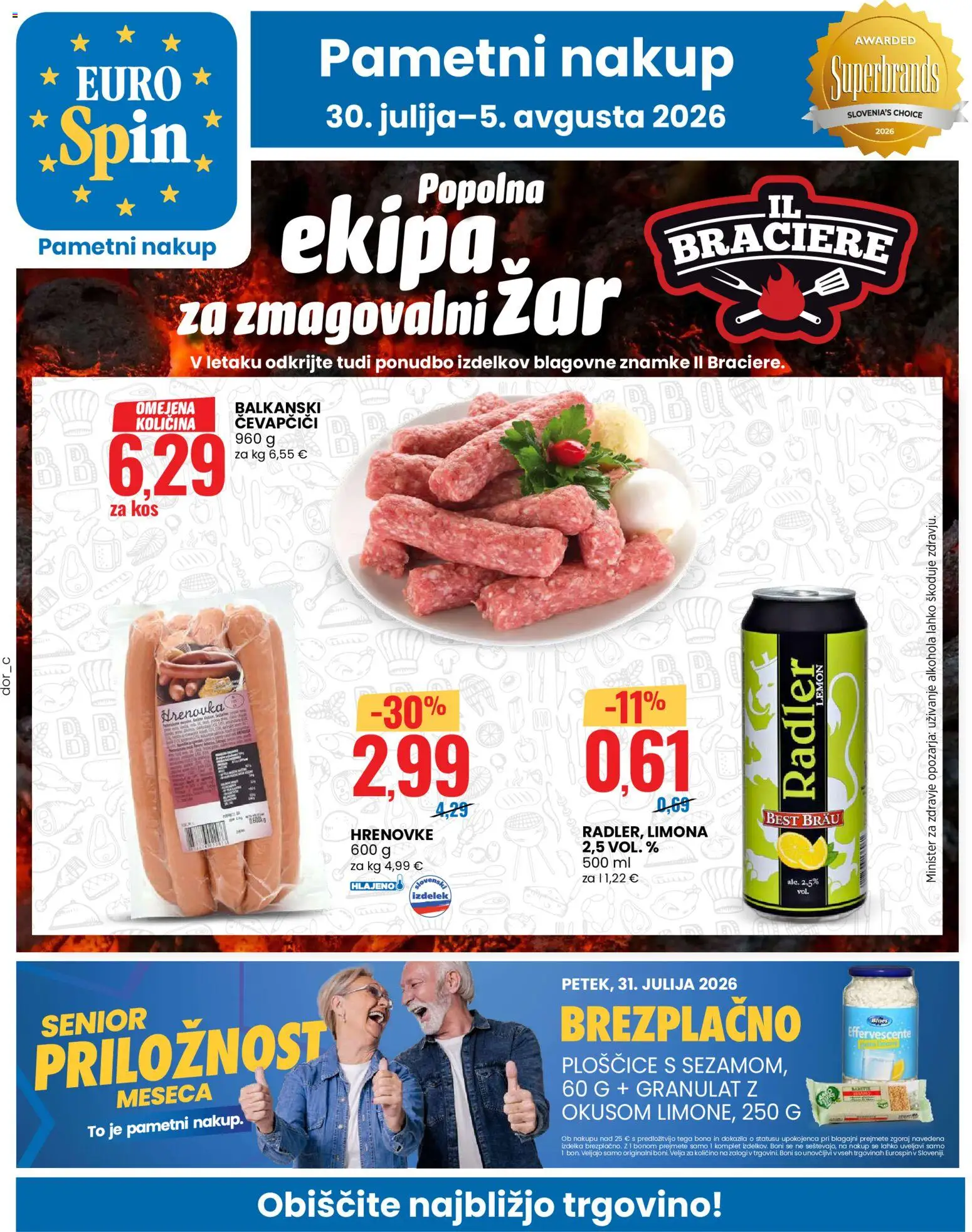 Novi Eurospin katalog ponudbe – veljaven od 30.07.2026 | Stran: 1 | Izdelki: Hrenovke, Zar, Ploščice, Limona