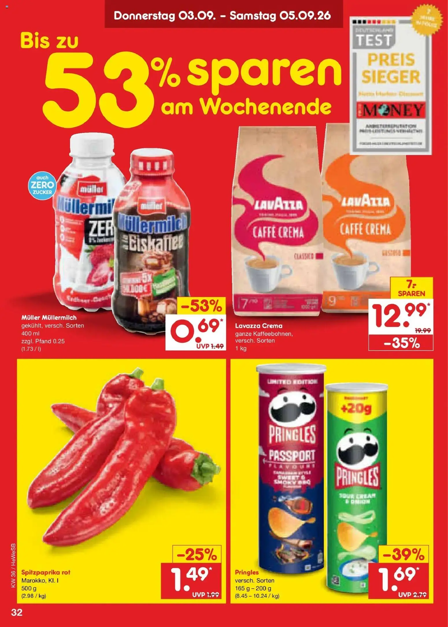 Netto Marken-Discount Prospekt Hamburg (ab 31.08.2026) » Angebote | Seite: 44 | Produkte: Lavazza, Zucker, Pringles, Muller mullermilch