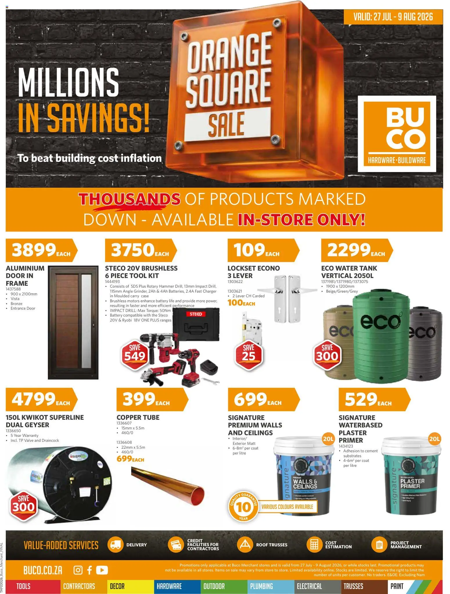 New BUCO catalogue – valid from 27/07/2026 | Page: 1 | Products: Primer, Coat, Drill, Cement