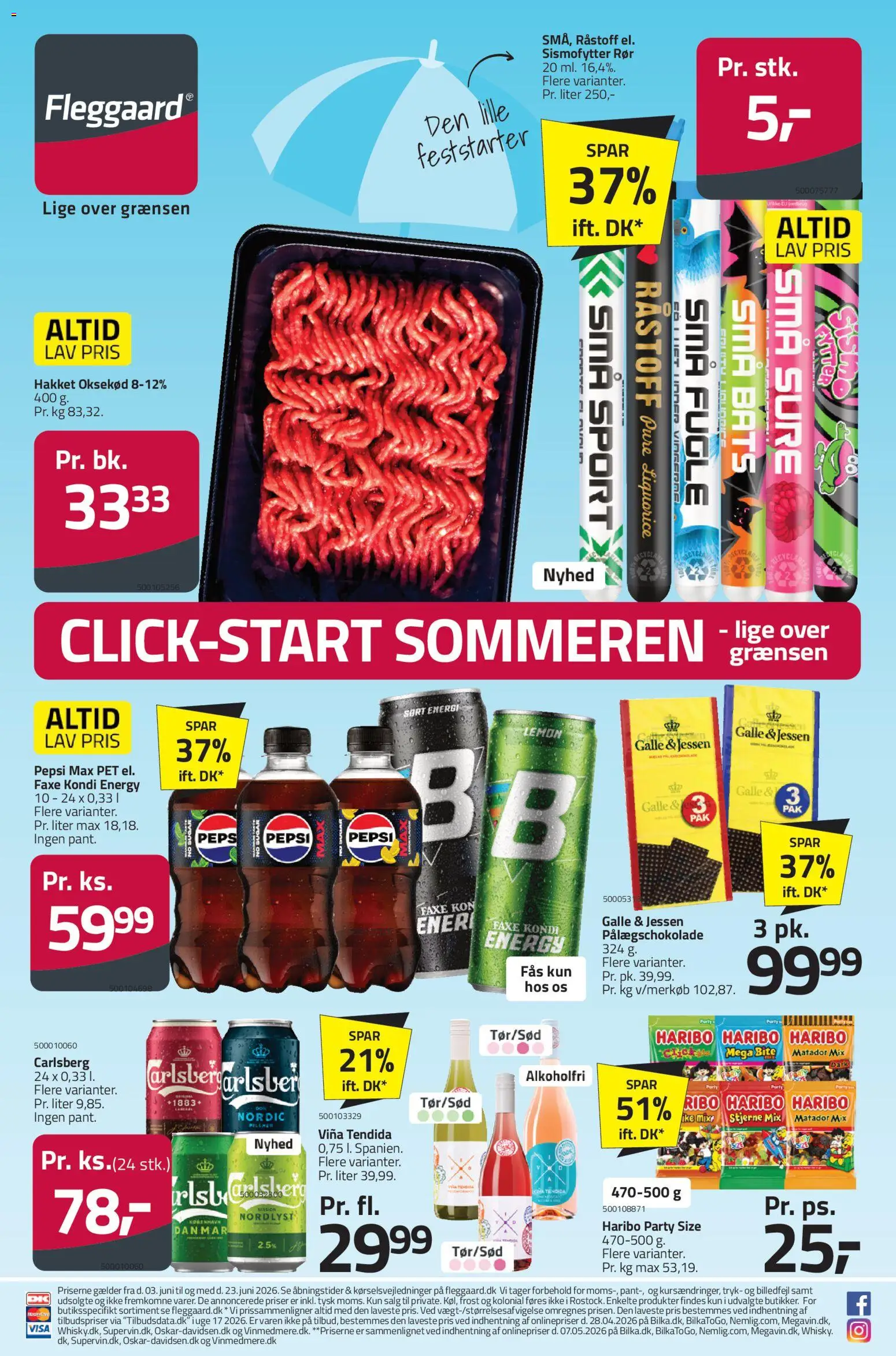 Fleggaard tilbudsavis – gyldig fra 03.06.2026 | Side: 1 | Produkter: Faxe Kondi, Pålægschokolade, Pepsi, Pepsi Max