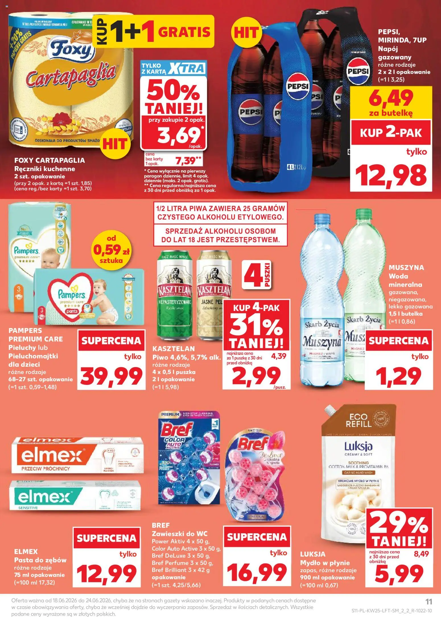 Kaufland Polsko leták od 18.06.2026 | Strana: 11 | Produkty: Mýdlo, Elmex, Pepsi, Pants