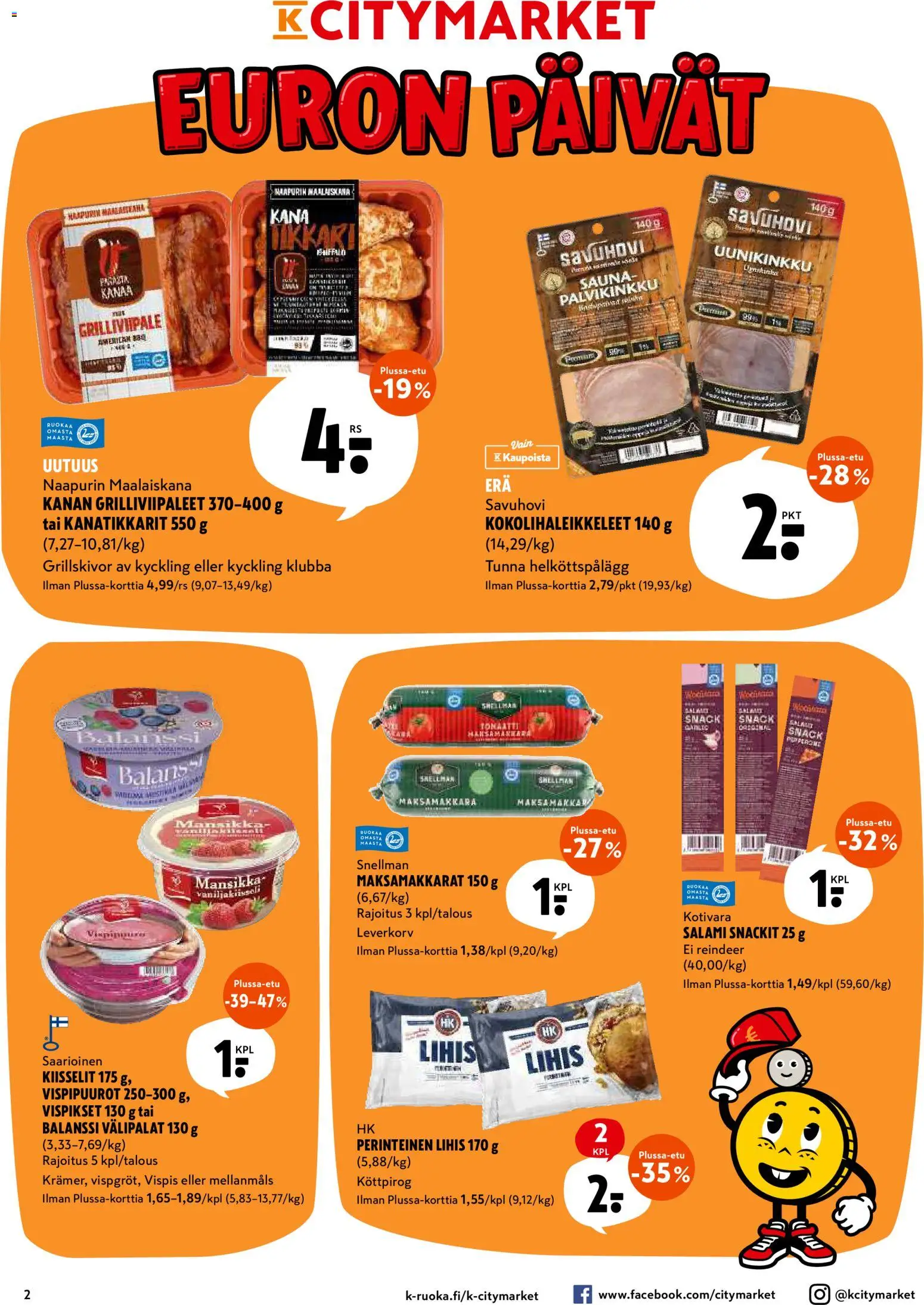 K-Citymarket tarjoukset – voimassa 13/07/2026 alkaen | Sivu: 2 | Tuotteet: Kana, Salami