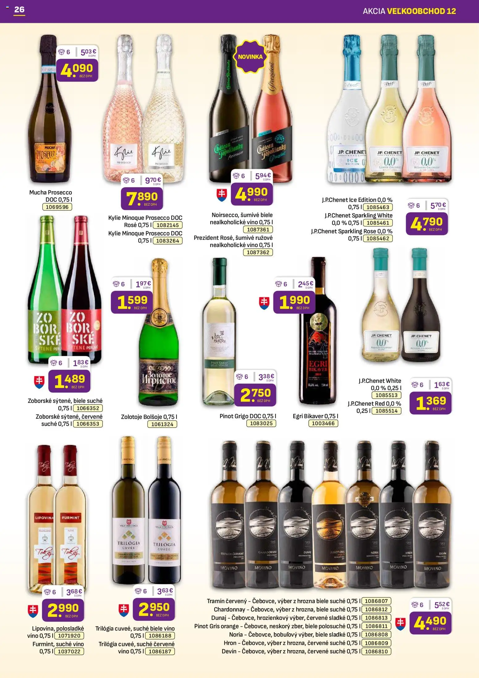 Nové Libex akcie – leták je platný od 15.06.2026 | Strana: 26 | Produkty: Biele víno, Víno, Prosecco, Nealkoholické víno
