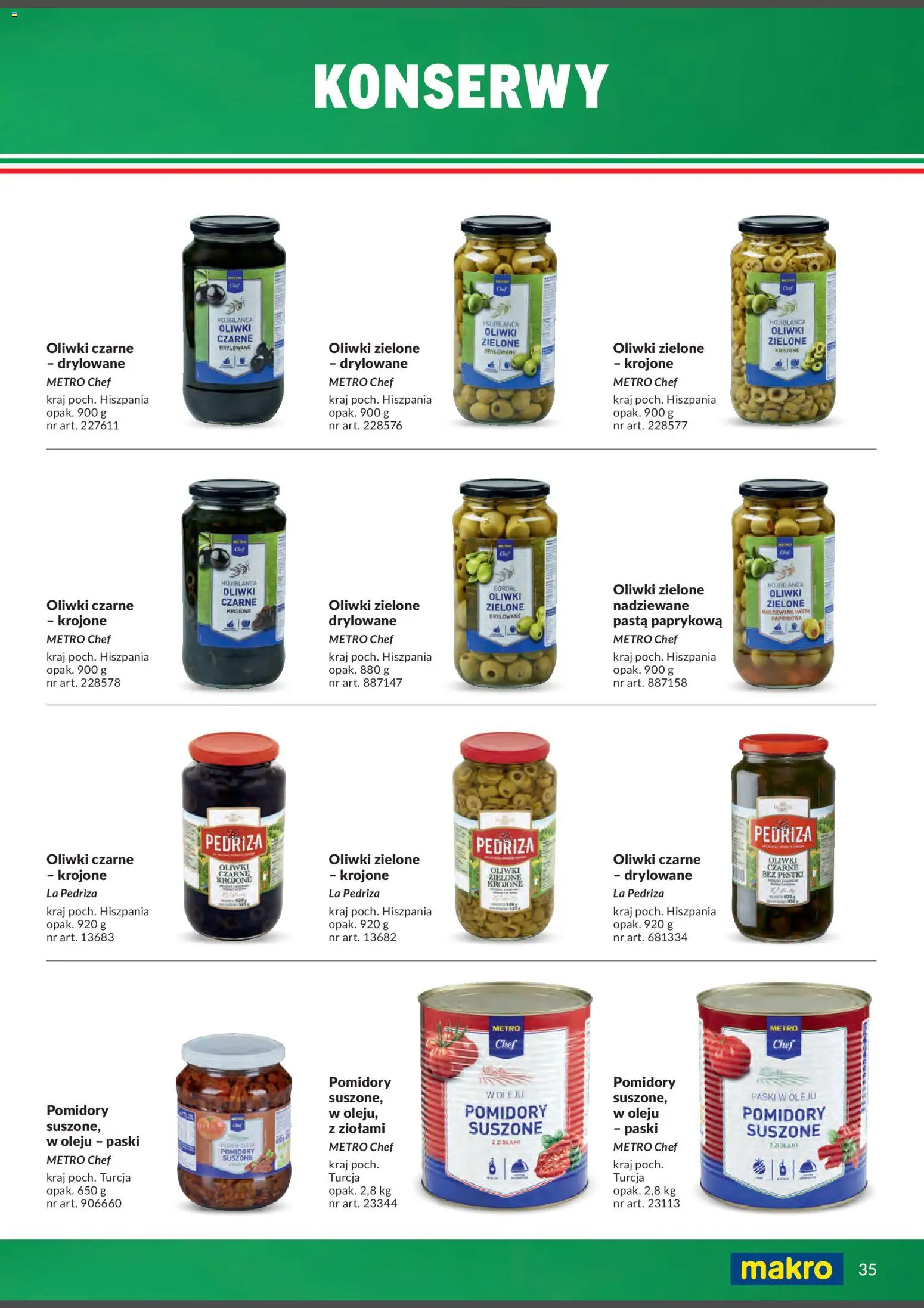 Makro Gazetka - Italia od 01.02.2026 | Strona: 35 | Produkty: Pomidory suszone, Oliwki, Pomidory, Oliwki czarne