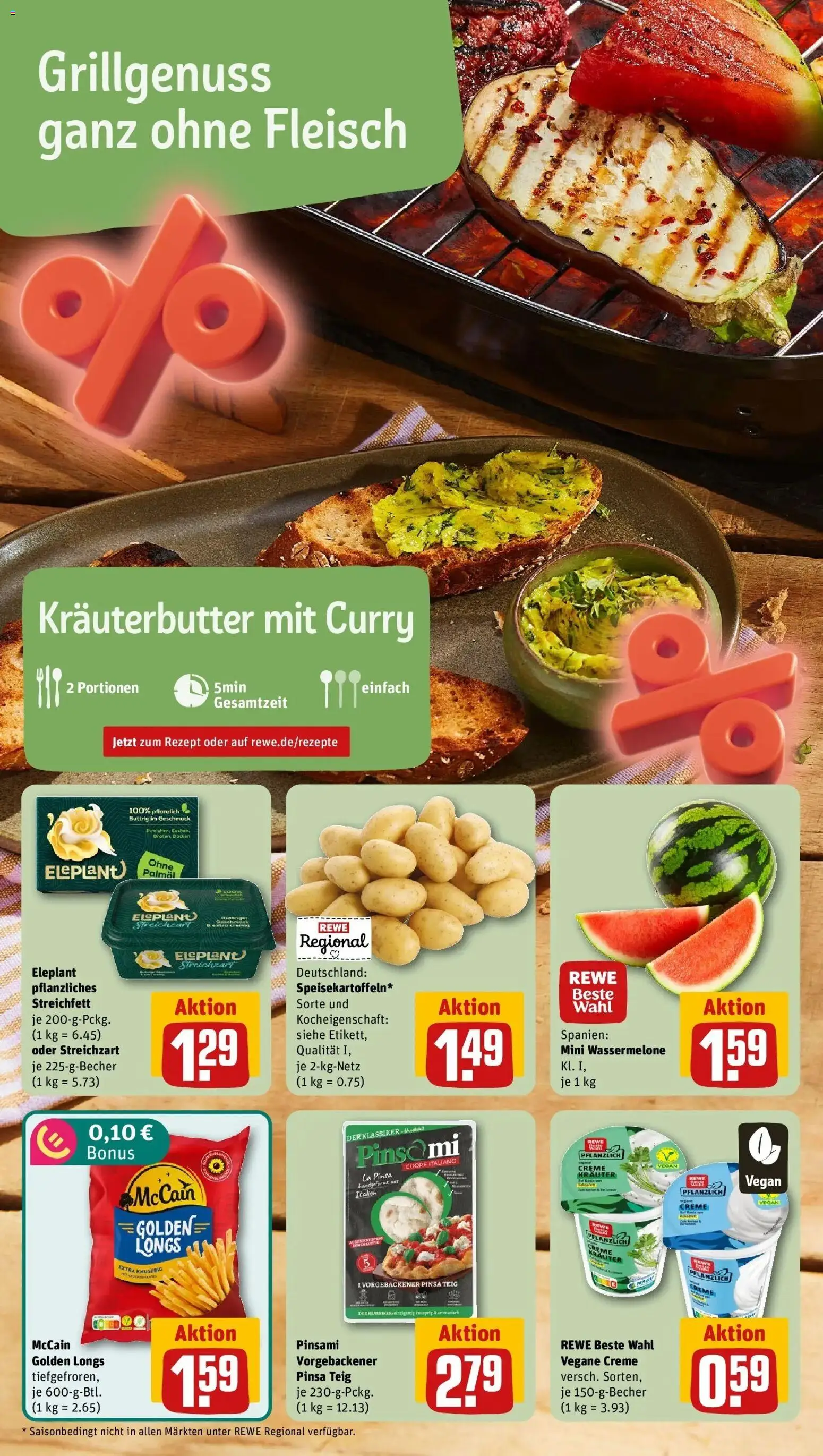 Rewe Prospekt Essen / Stoppenberg – gültig ab 26.05.2026 | Seite: 16 | Produkte: Kräuterbutter, McCain, Wassermelone, Fleisch