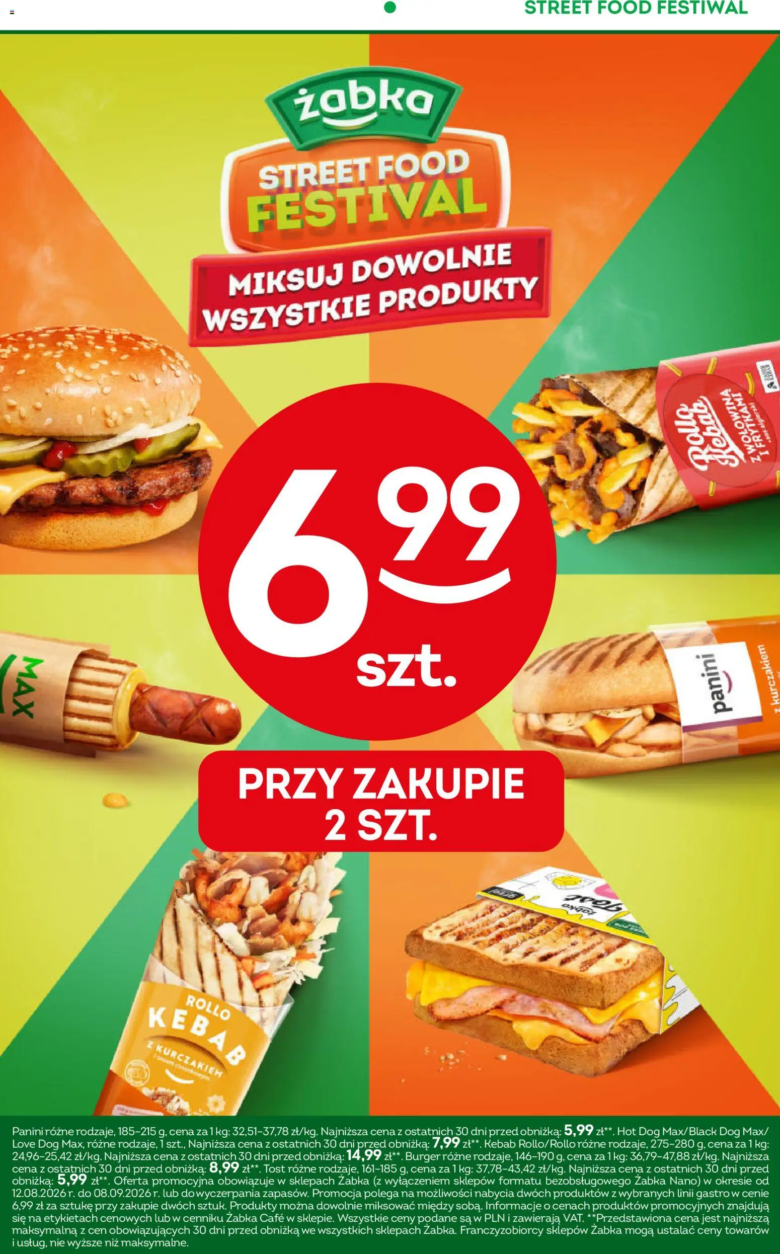 Żabka gazetka od 10.08.2026 | Strona: 5 | Produkty: Kebab, Panini, Burger, Hot dog