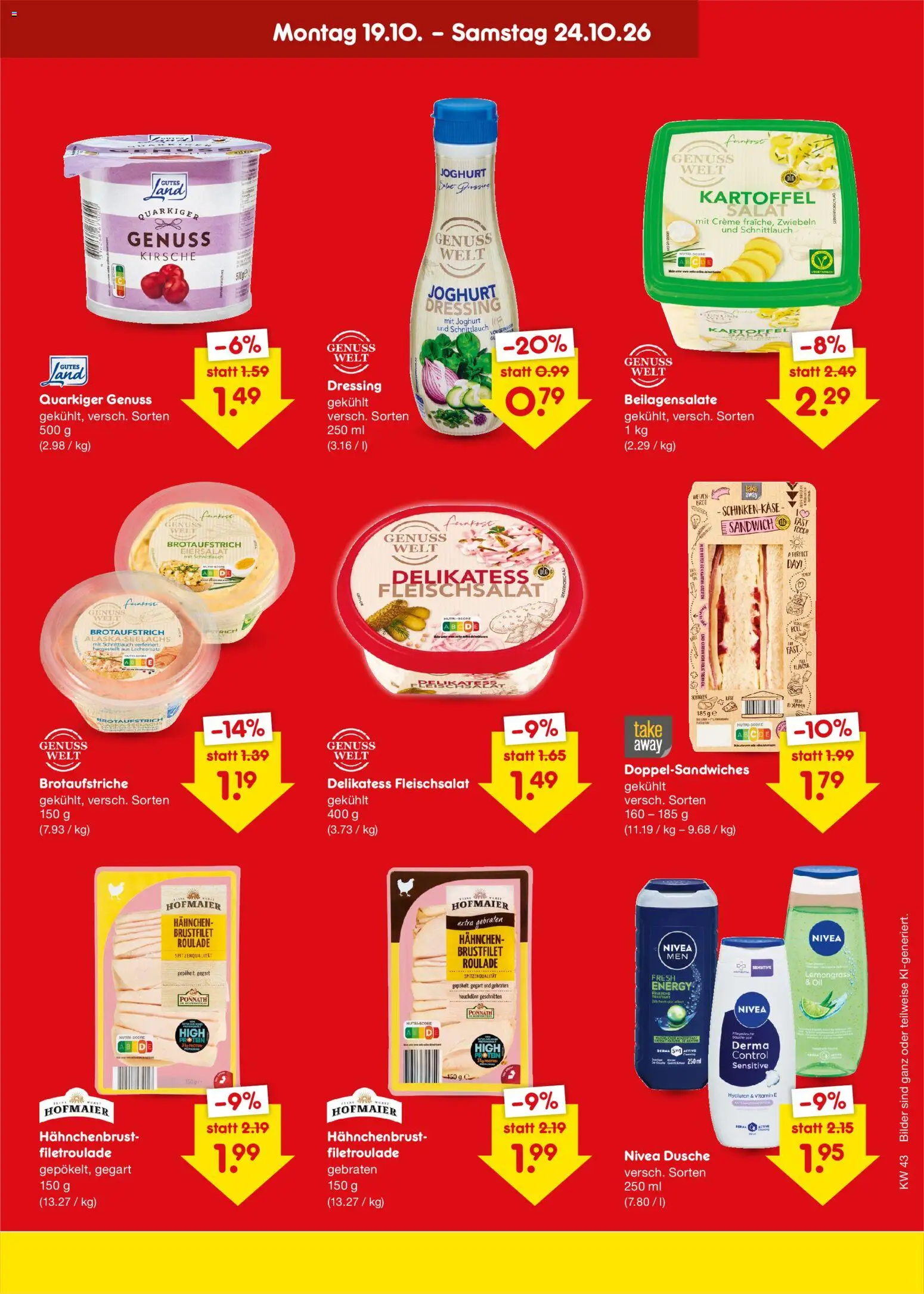 Netto Marken-Discount Preissenkung auf Dauer – gültig ab 19.10.2026 | Seite: 2 | Produkte: Joghurt, Dusche, Dressing, Hahnchenbrust