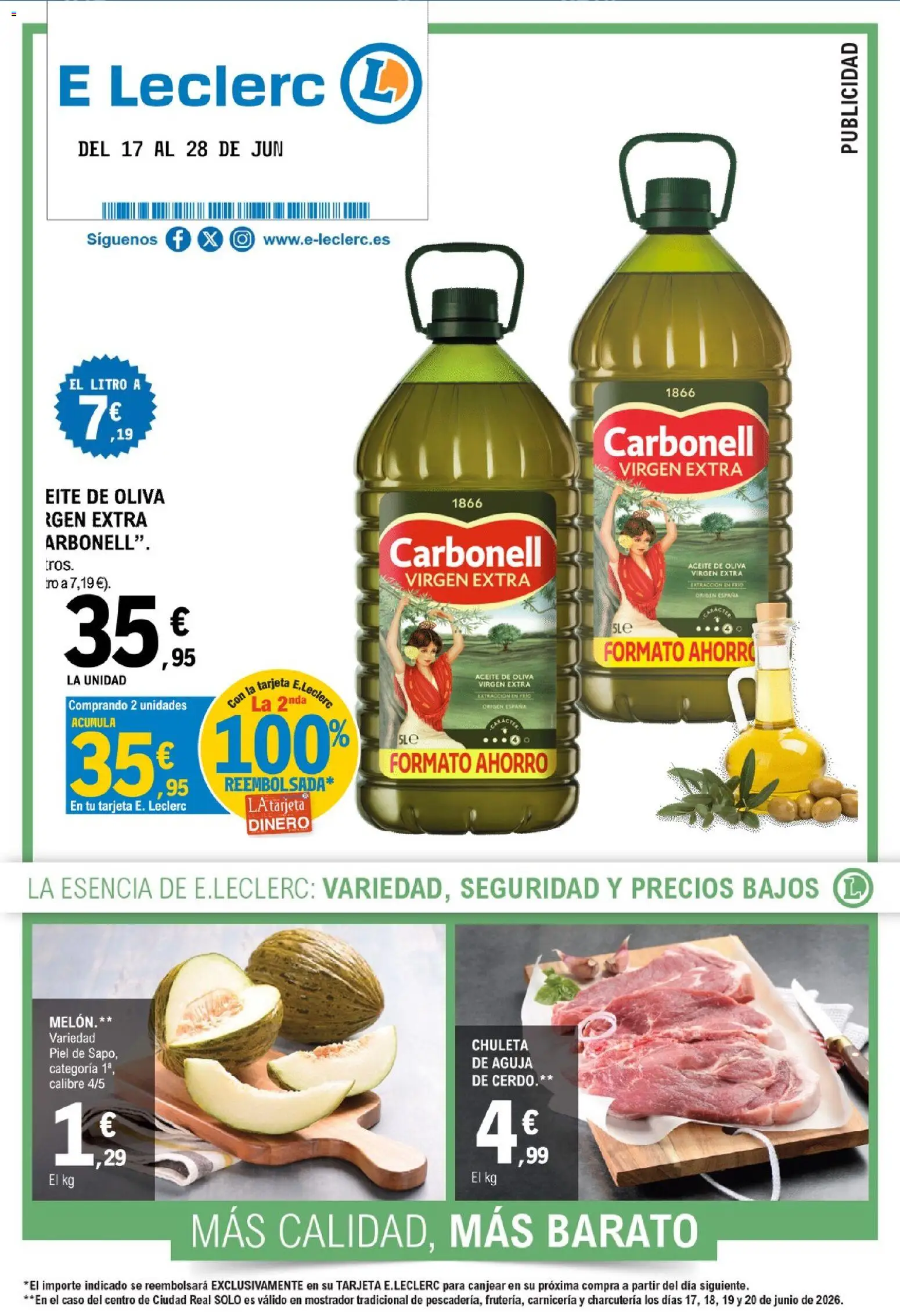 E.Leclerc folleto │ válido desde el 17.06.2026 | Página: 1 | Productos: Aceite, Cerdo, Aceite de oliva, Aceite de oliva virgen extra