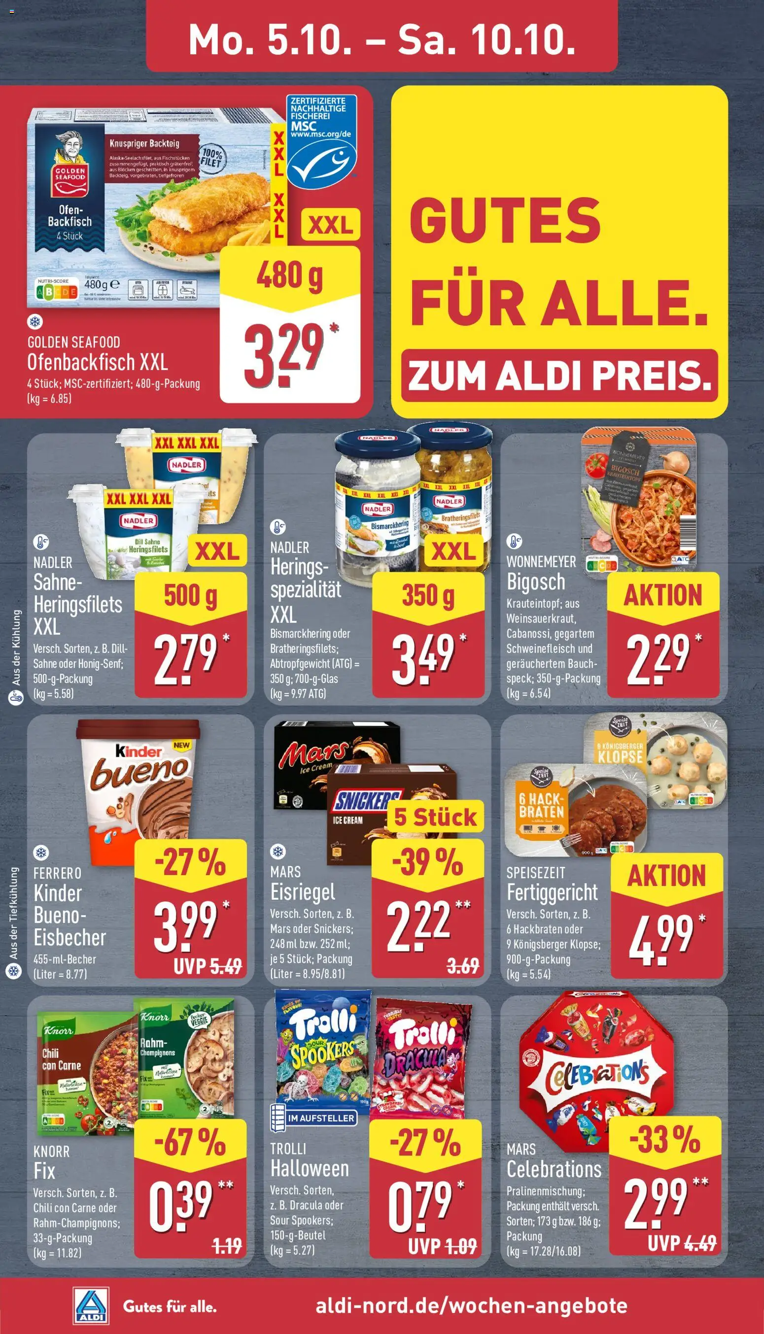Aldi Prospekt – gültig ab 05.10.2026 | Seite: 8 | Produkte: Box, Knorr, Mars, Schweinefleisch