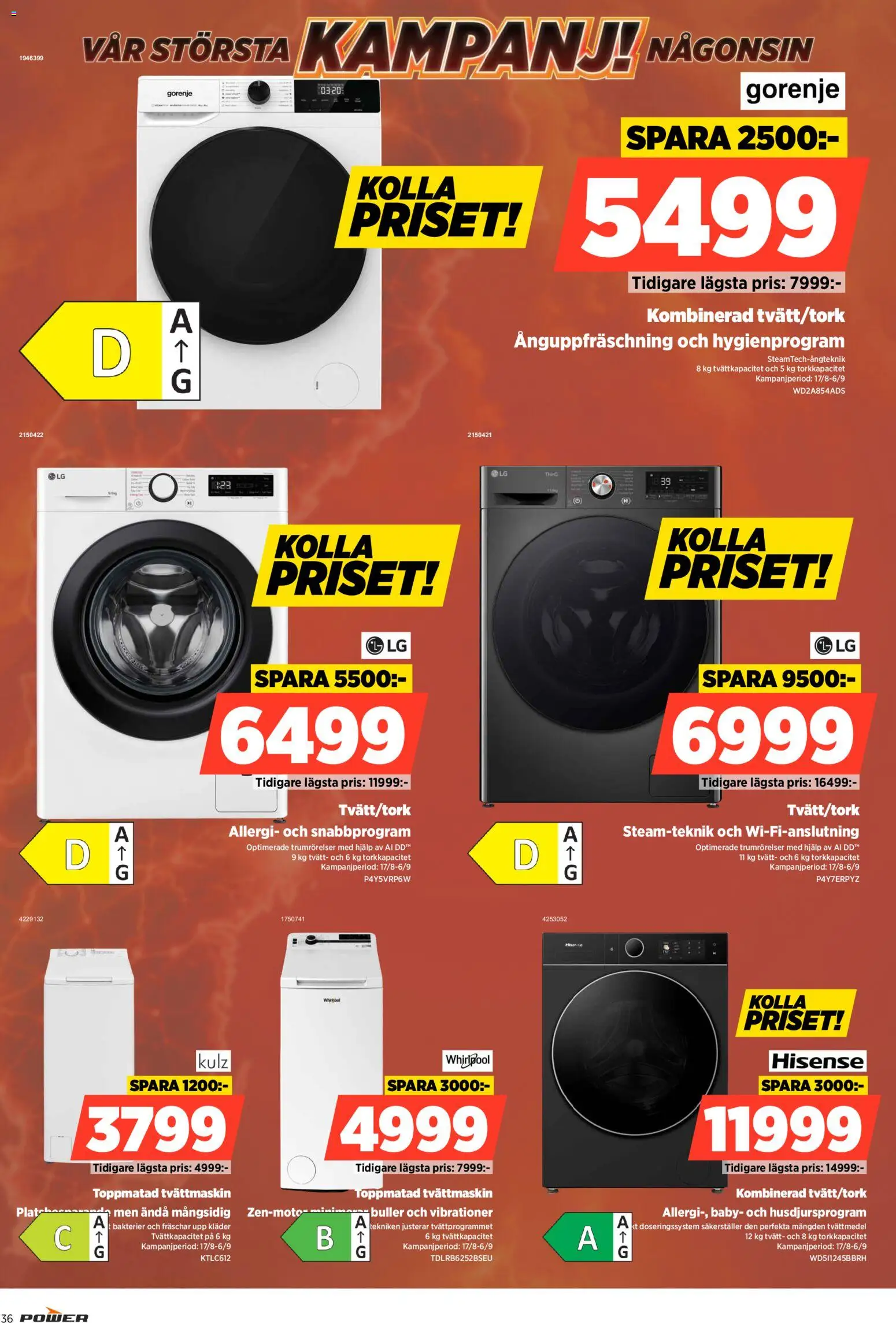 Power reklamblad aktuell från 31/08/2026 | Sida: 36 | Produkter: Tvättmedel, Kläder, Tvättmaskin