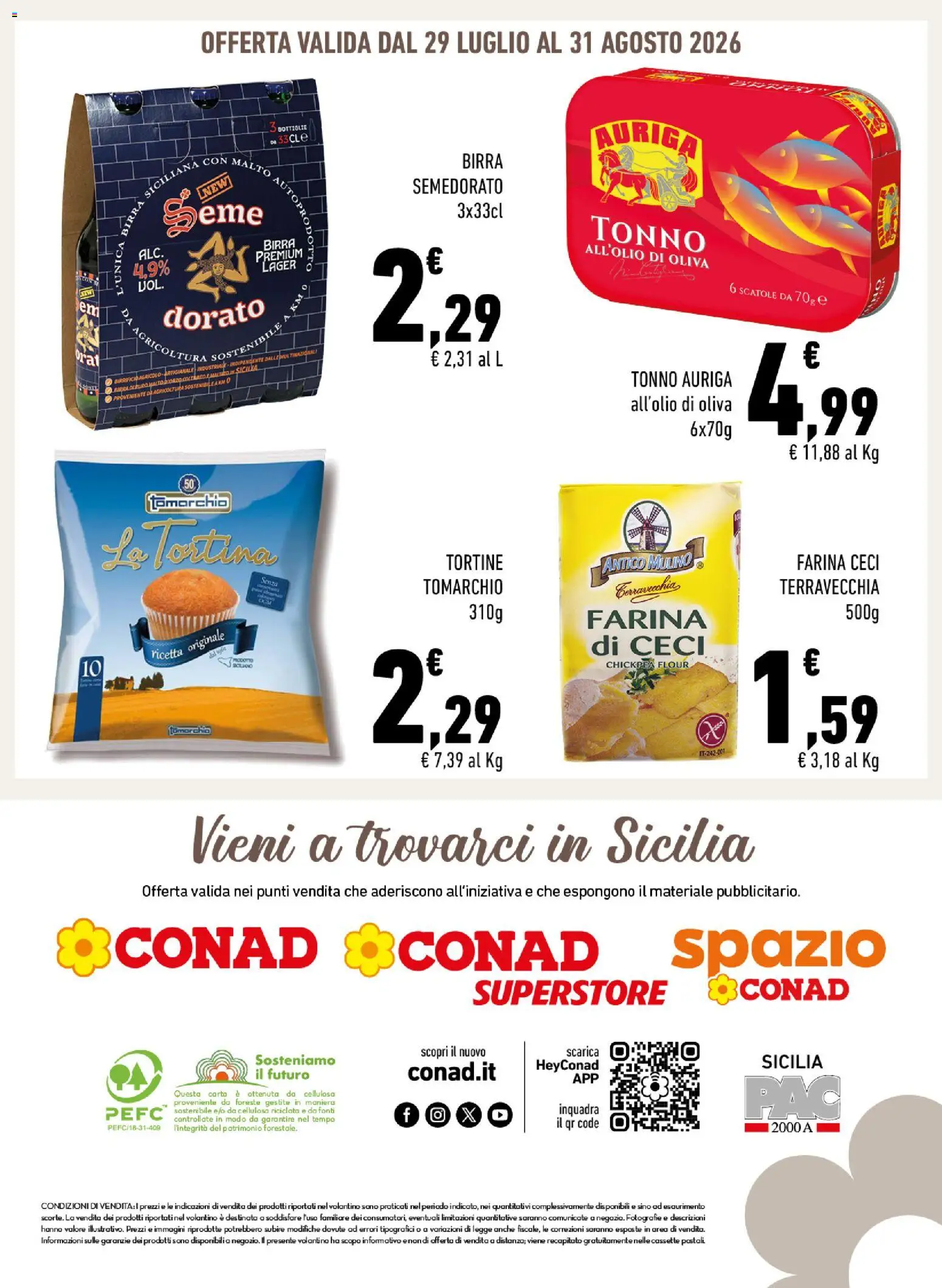 Volantino Conad del 29/07/2026 | Pagina: 12 | Prodotti: Birra, Ceci, Farina, Tonno