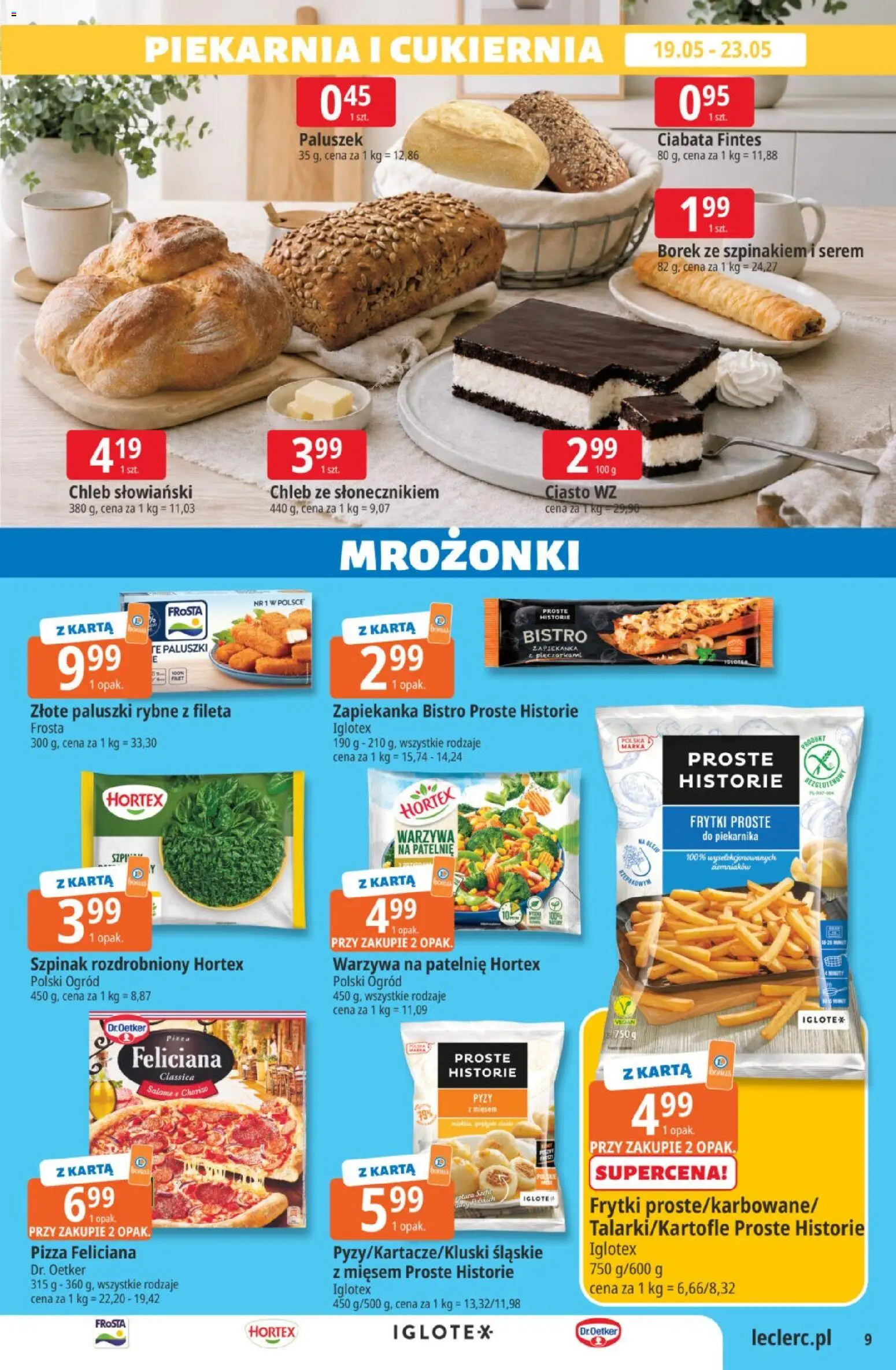 E.Leclerc gazetka od 19.05.2026 | Strona: 9 | Produkty: Ciasto, Warzywa na patelnie, Chleb, Frytki