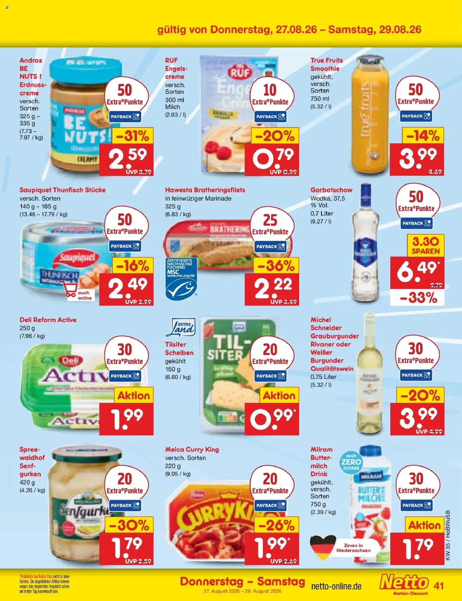 Netto Marken-Discount Prospekt Hannover (ab 24.08.2026) » Angebote | Seite: 55 | Produkte: Milch, Thunfisch, Creme, Milram