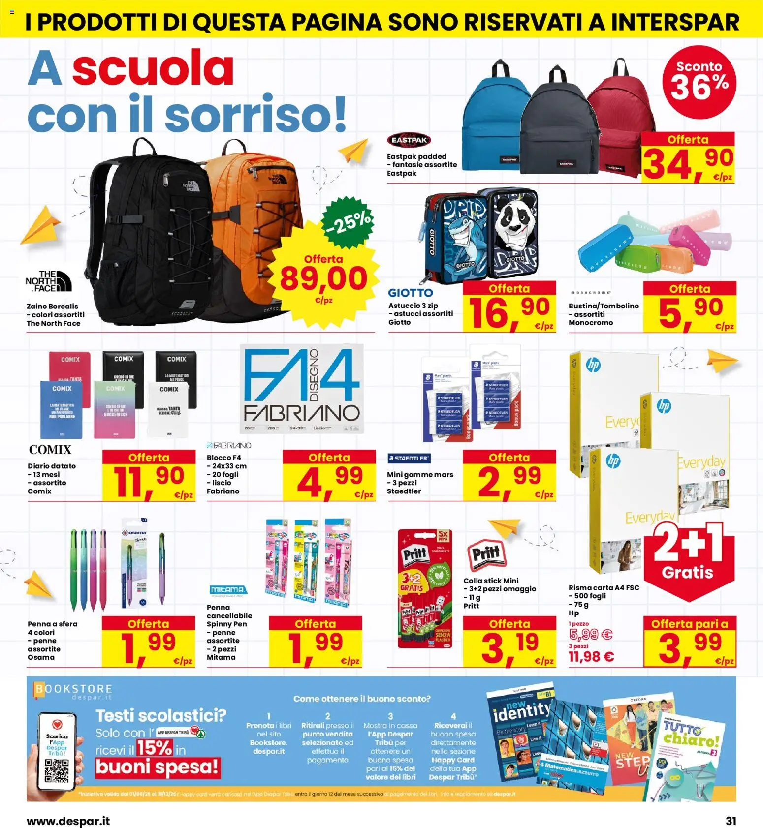 Volantino Eurospar del 30/07/2026 | Pagina: 31 | Prodotti: The, Colla, Astuccio, Penne