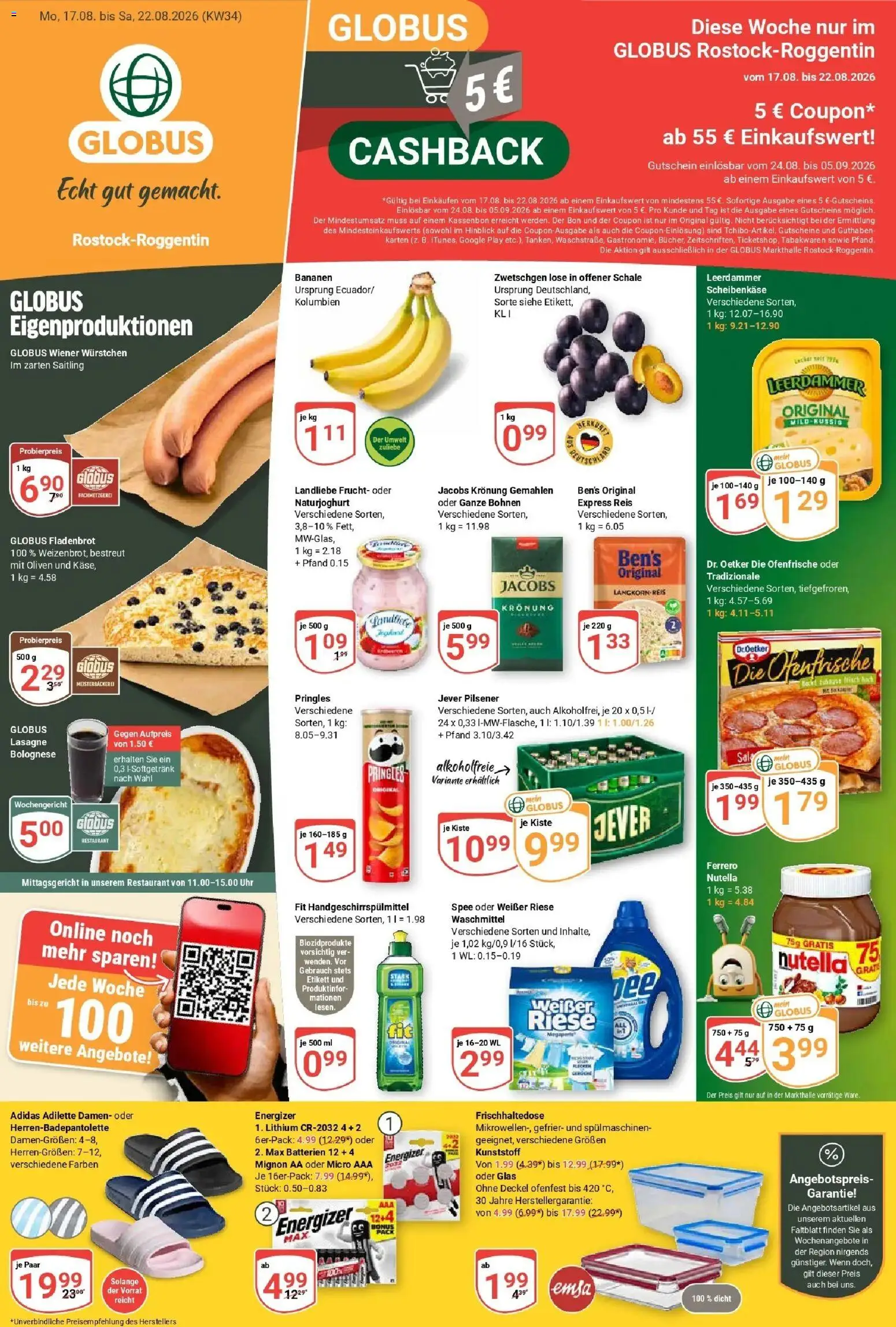 Globus Prospekt Rostock (ab 17.08.2026) » Angebote online | Seite: 5 | Produkte: Lasagne, Spee, Reis, Uhr
