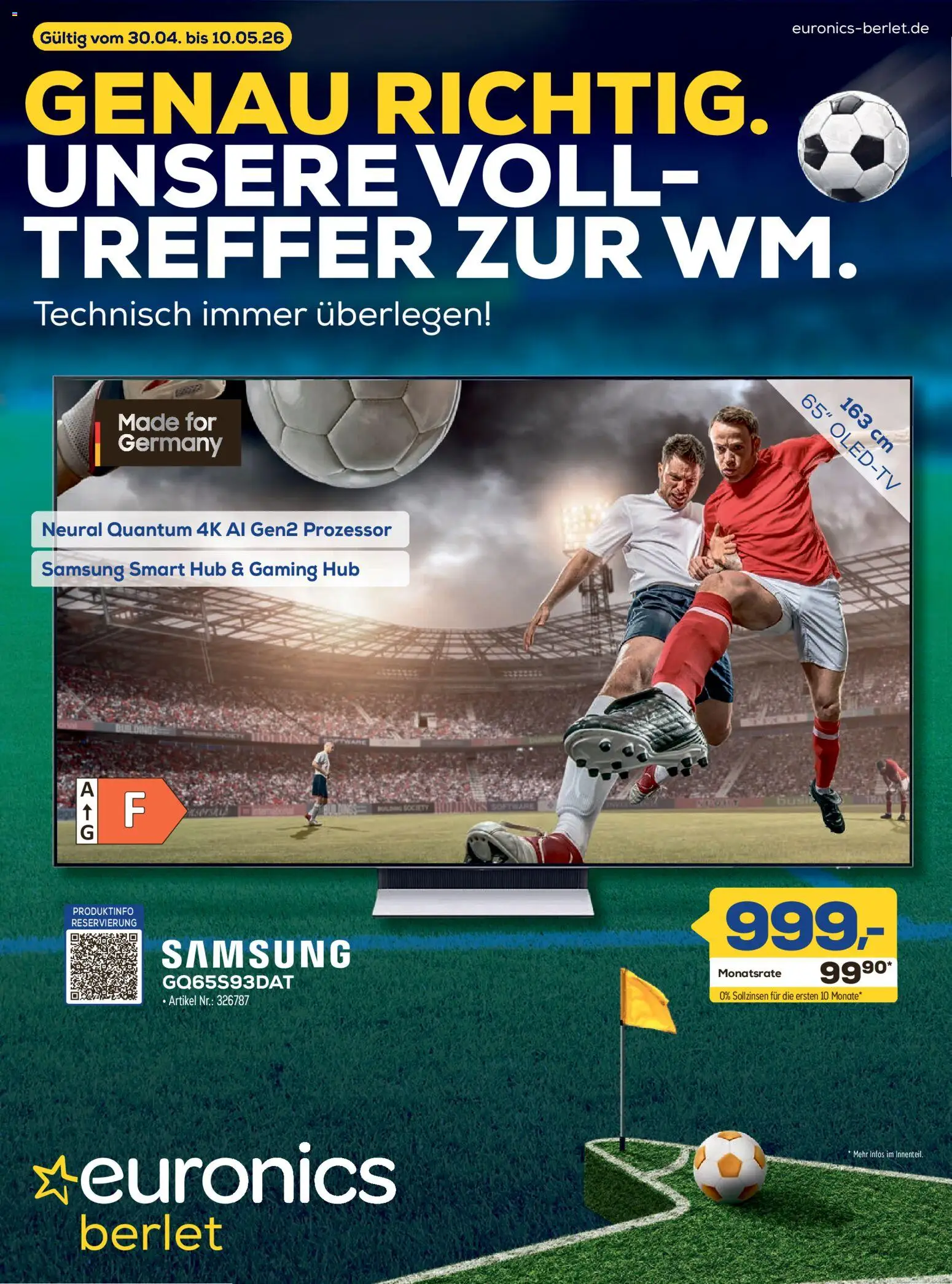 Euronics Prospekt Berlet – gültig ab 30.04.2026 | Seite: 1 | Produkte: Samsung
