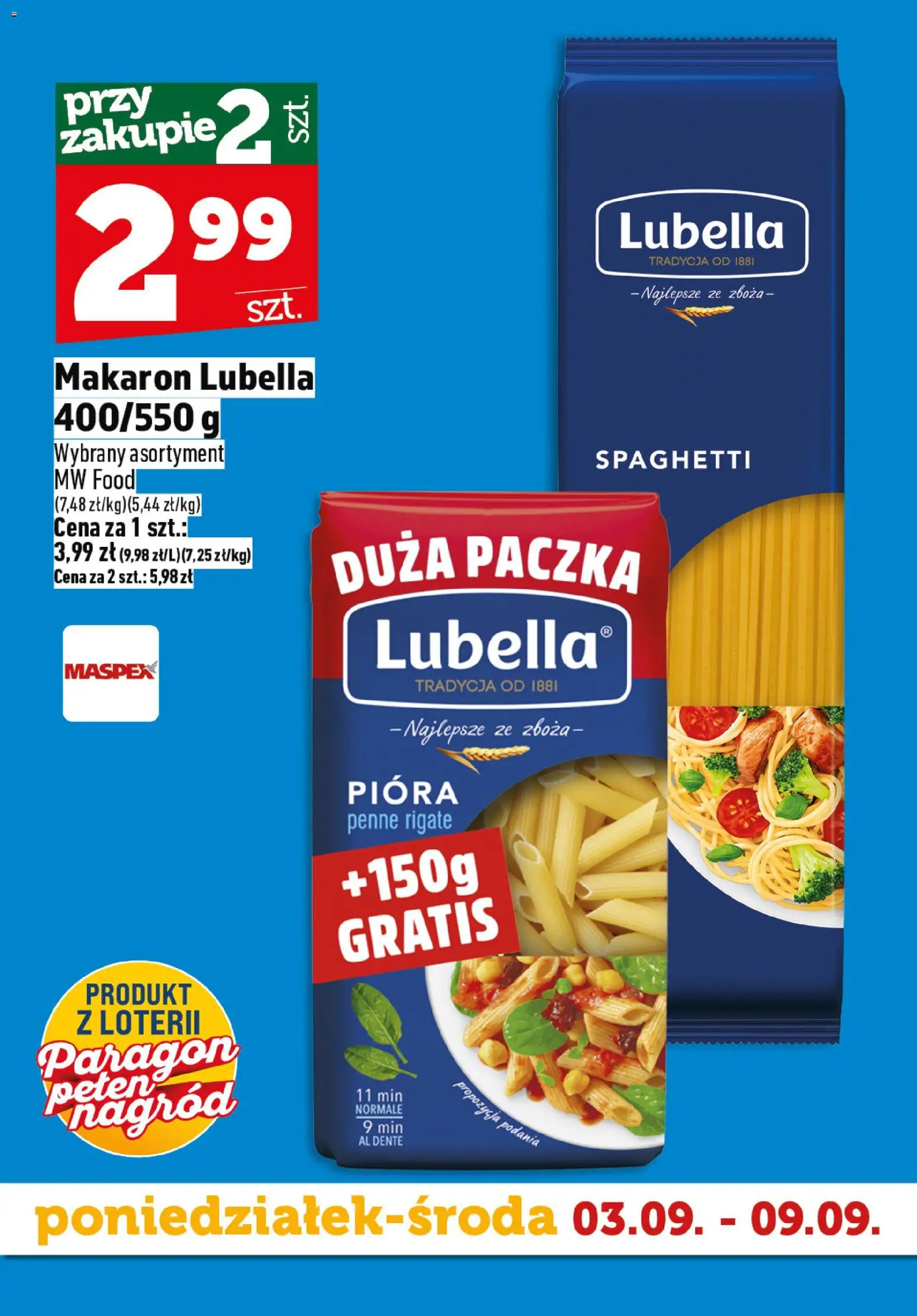 Topaz gazetka - Superstart tygodnia od 03.09.2026 | Strona: 3 | Produkty: Spaghetti, Penne, Zboża, Makaron