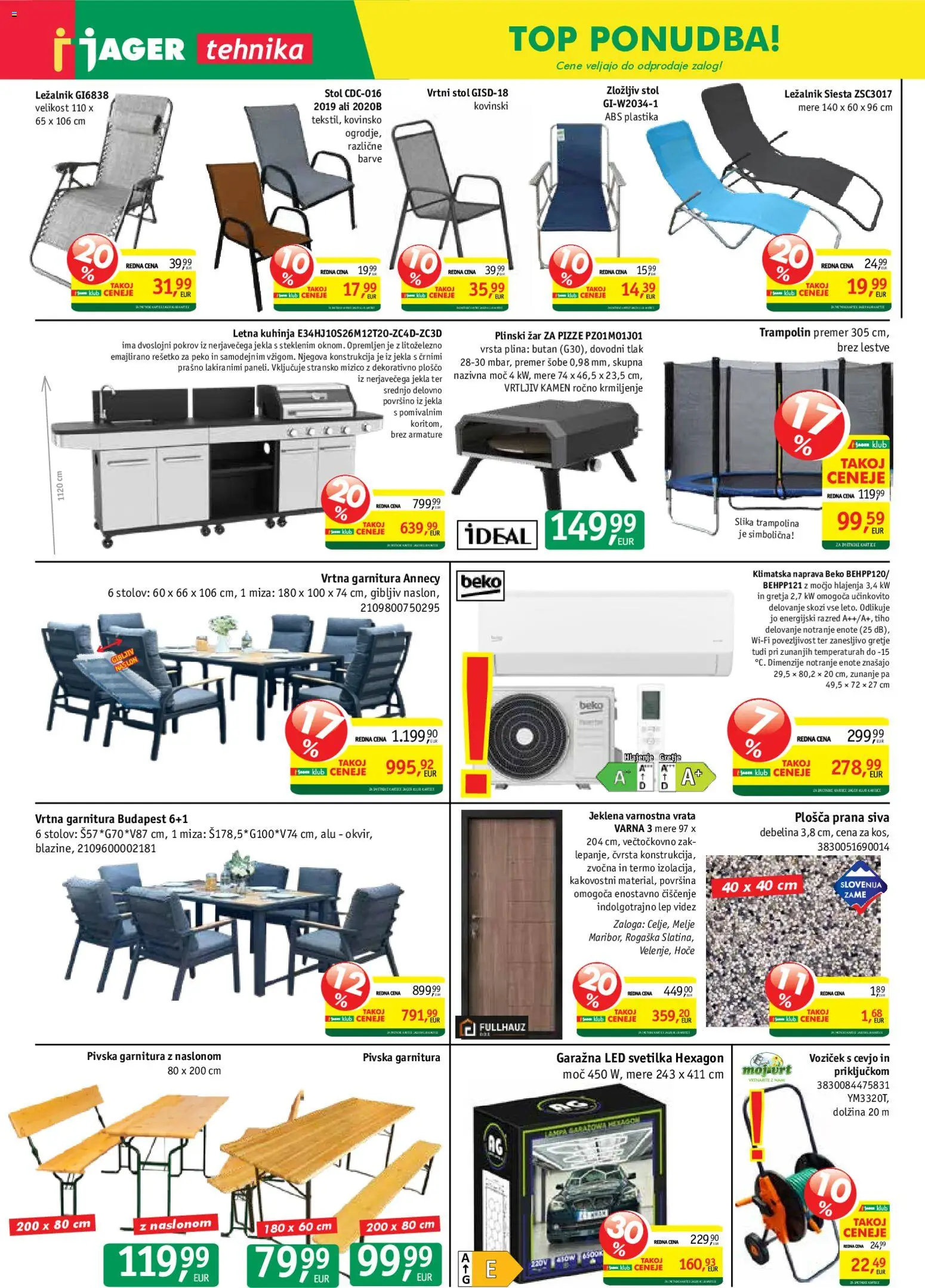 Novi Jager katalog ponudbe – veljaven od 05.08.2026 | Stran: 14 | Izdelki: Vrtna garnitura, Miza, Trampolin, Svetilka