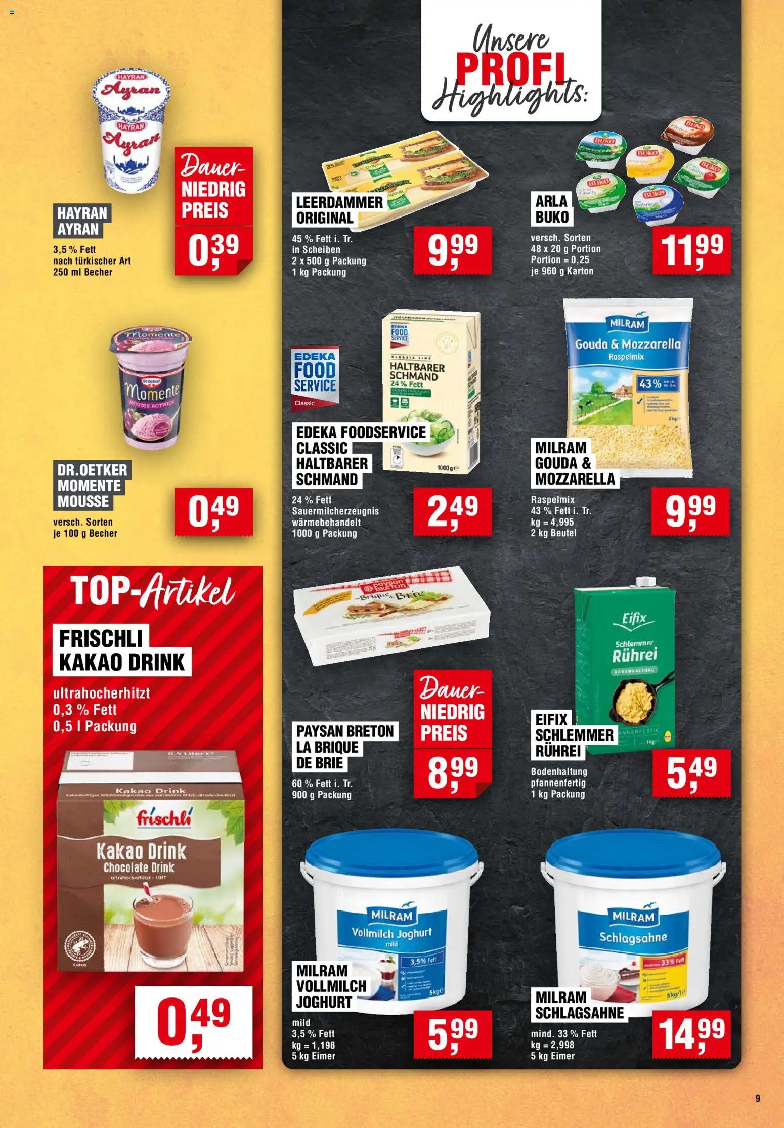 Handelshof Prospekt – gültig ab 22.10.2026 | Seite: 9 | Produkte: Schlagsahne, Joghurt, Rotwein, Mozzarella