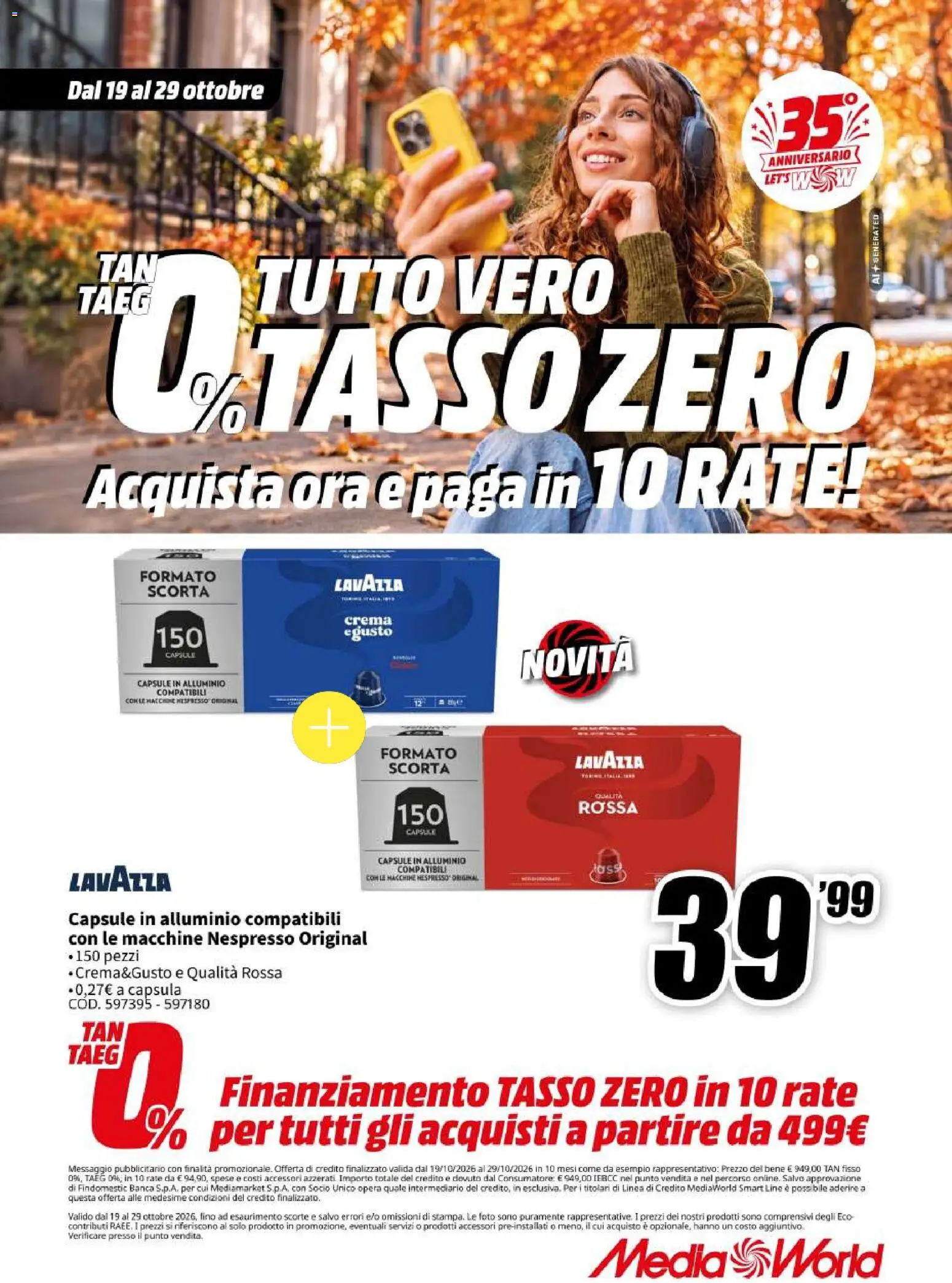 Volantino Media World del 19/10/2026 | Pagina: 77 | Prodotti: Crema, Alluminio, Lavazza, Capsula