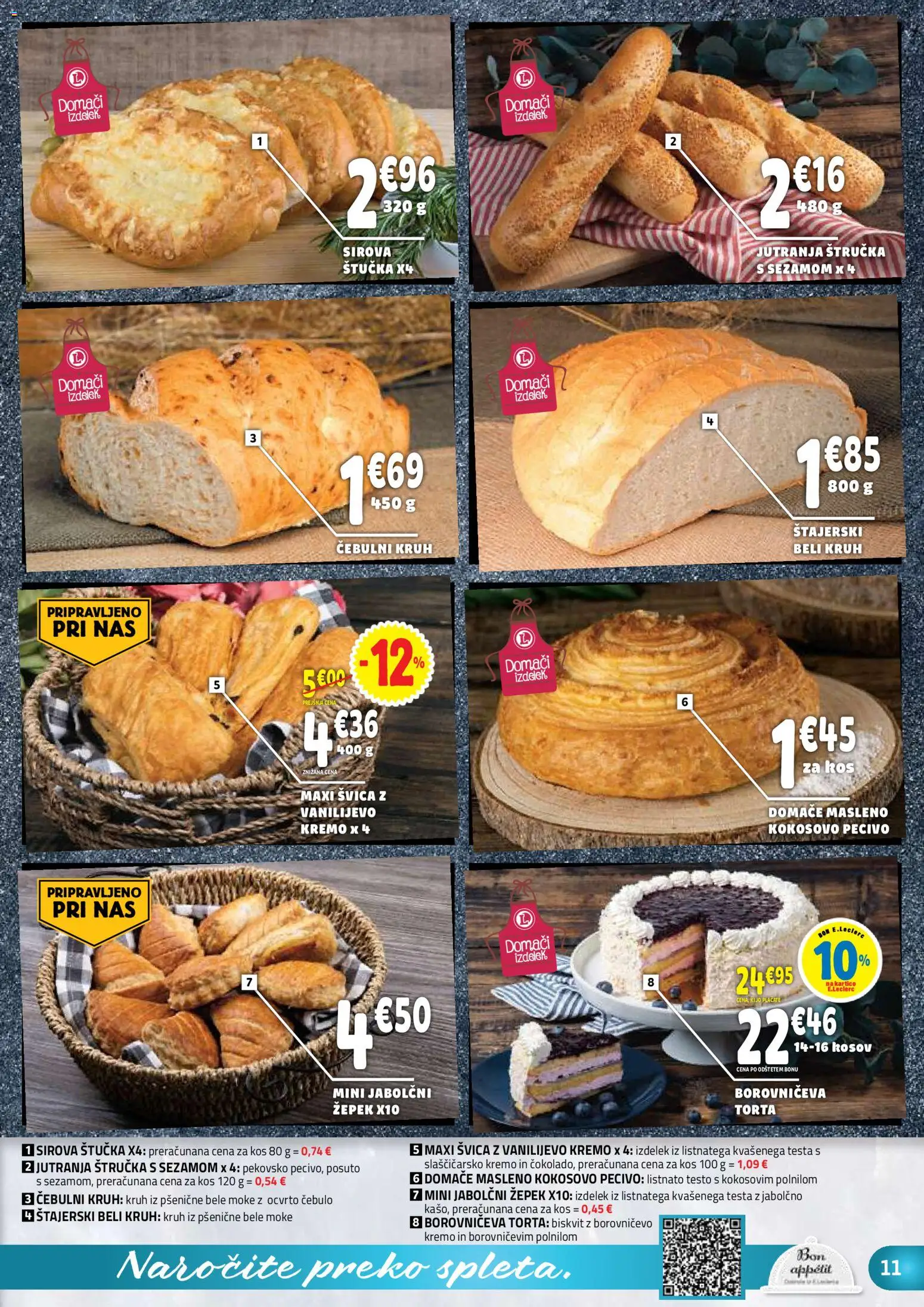 Novi E.leclerc katalog ponudbe – veljaven od 09.09.2026 | Stran: 11 | Izdelki: Štručka, Torta, Kos, Kruh
