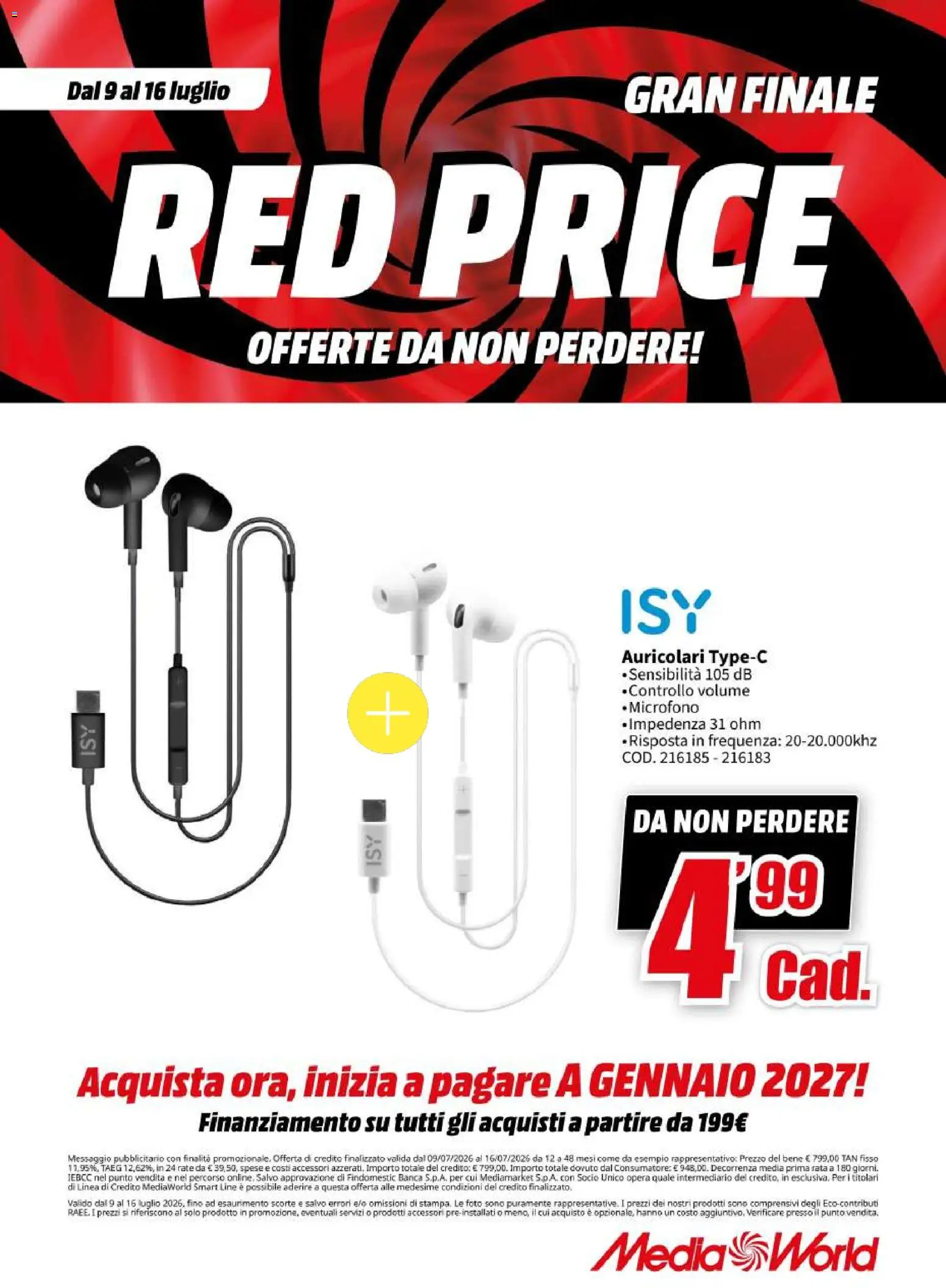 Volantino Media World del 09/07/2026 | Pagina: 34 | Prodotti: Auricolari, Microfono