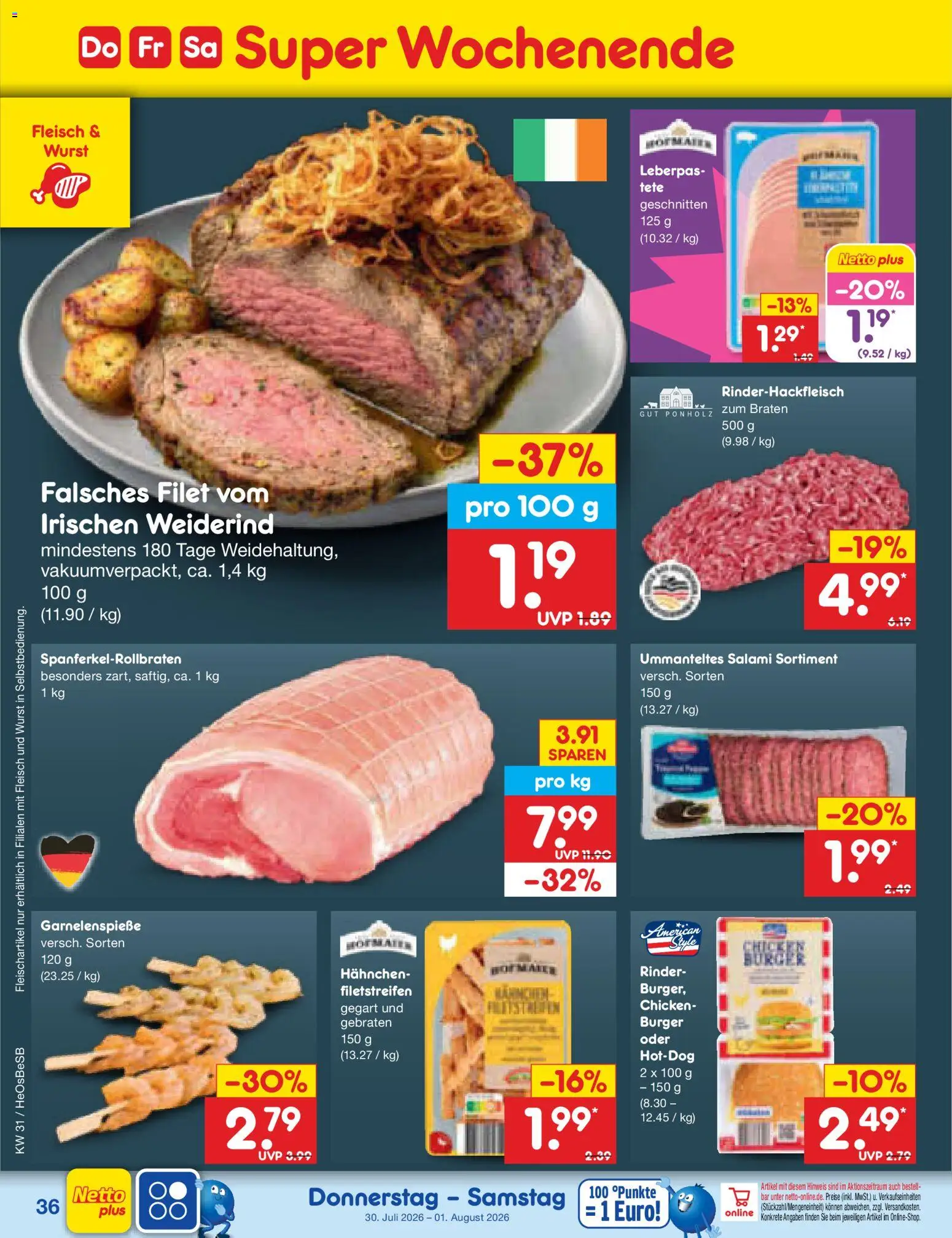Netto Marken-Discount Prospekt – gültig ab 27.07.2026 | Seite: 53 | Produkte: Hahnchen, Burger, Wurst, Fleisch