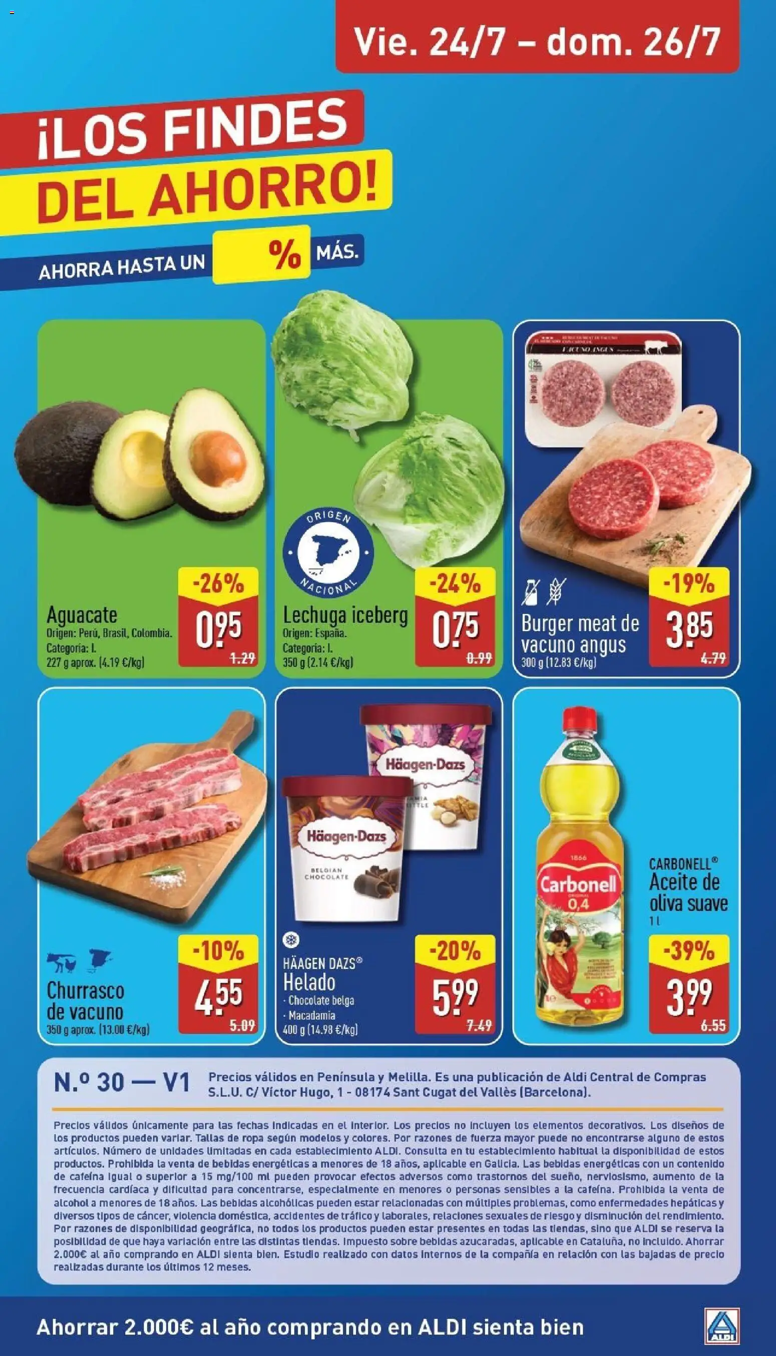 Aldi folleto Península │ válido desde el 20/07/2026 | Página: 28 | Productos: Aceite, Chocolate, Helado, Alcohol