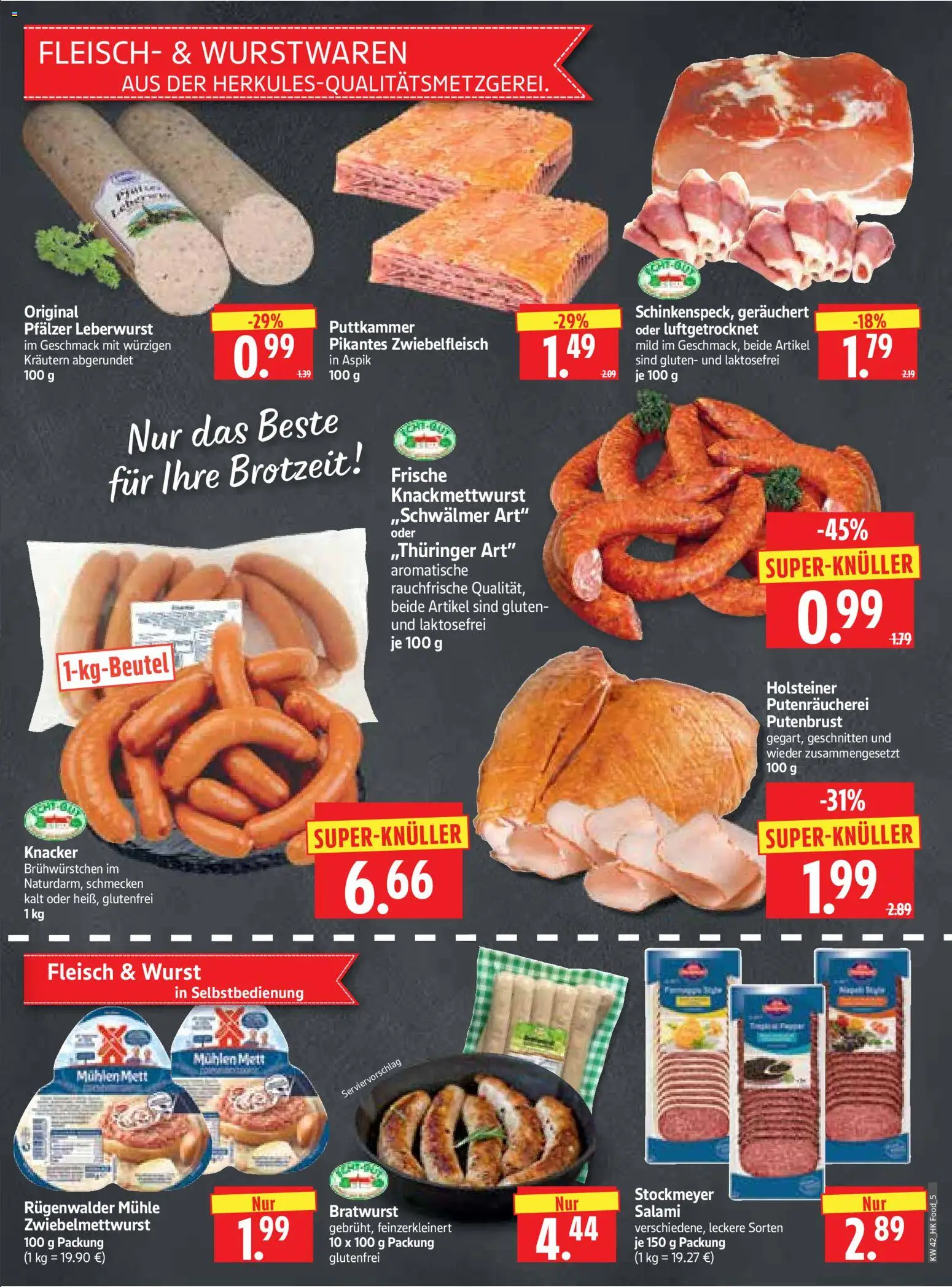 HERKULES Prospekt – gültig ab 12.10.2026 | Seite: 5 | Produkte: Putenbrust, Mühle, Bratwurst, Salami