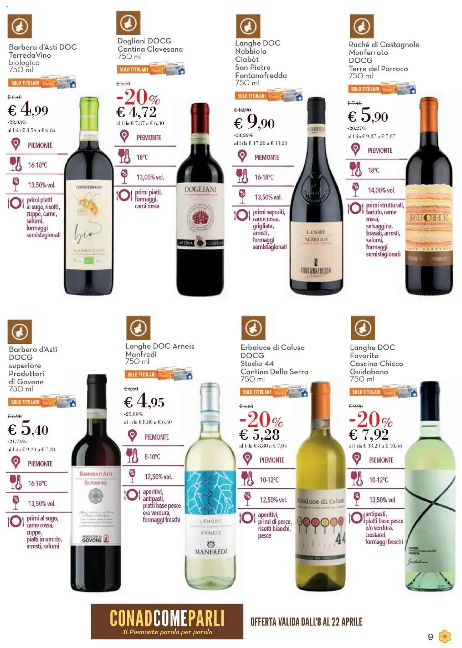 Volantino Conad del 08.04.2026 | Pagina: 9 | Prodotti: Pesce, Vino