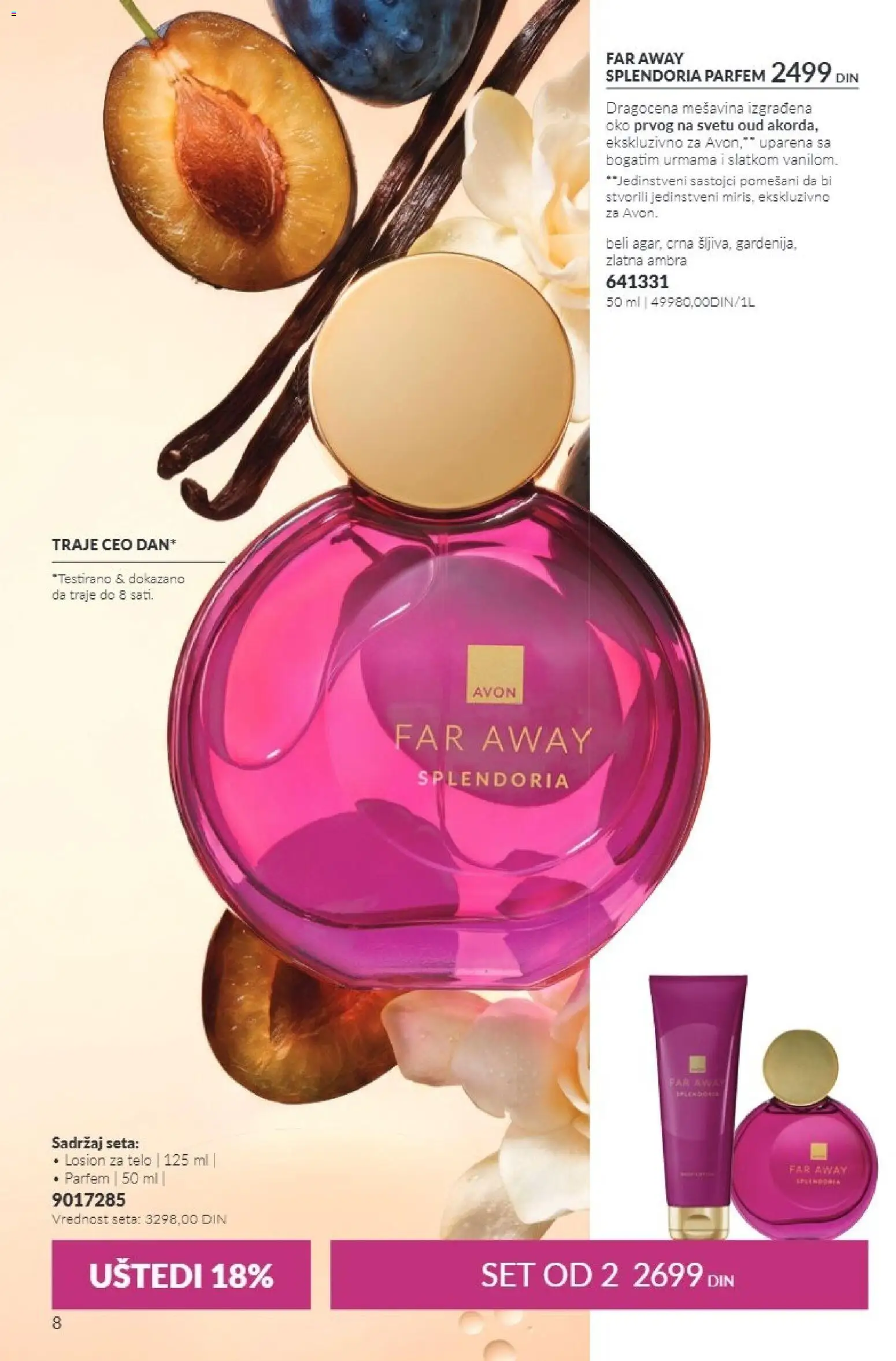 AVON katalog - važi od 01.10.2026 | Strana: 8 | Proizvode: Parfem, Losion za telo, Sastojci