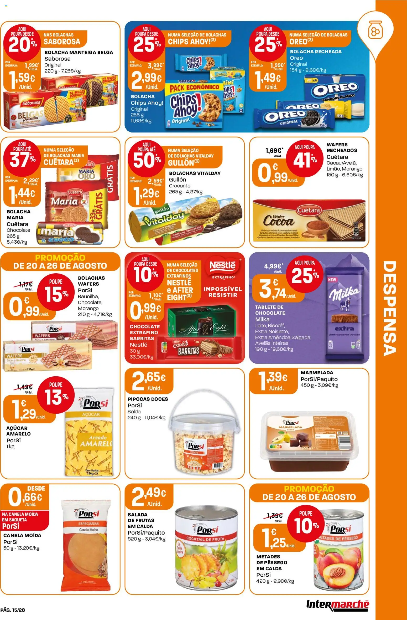 Intermarché Folheto Contact │ válido de 20/08/2026 | Página: 15 | Produtos: Avelãs, Canela, Oreo, Nestlé