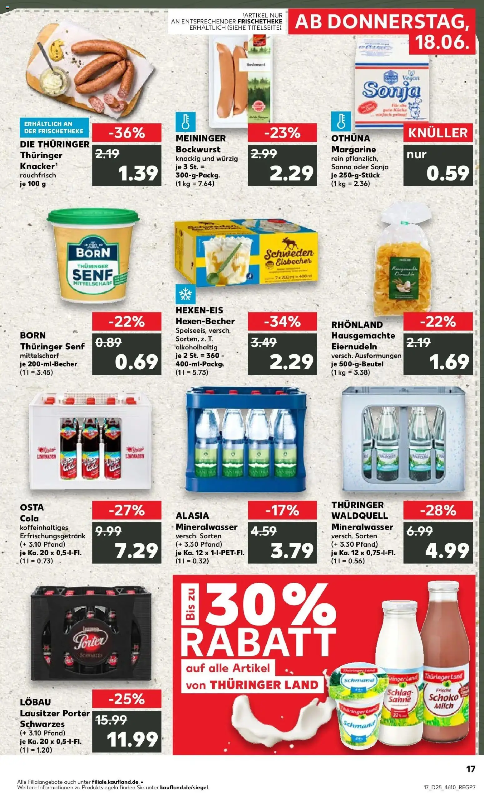 Kaufland Prospekt Hildburghausen – gültig ab 15.06.2026 | Seite: 2 | Produkte: Bockwurst, Cola, Milch, Mineralwasser