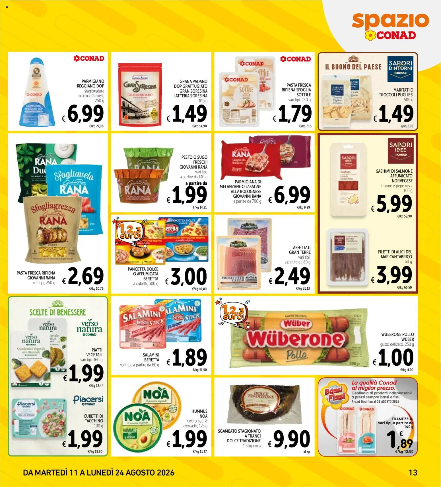 Volantino Spazio Conad del 11/08/2026 | Pagina: 13 | Prodotti: Ceci, Pasta, Pesto, Parmigiano reggiano