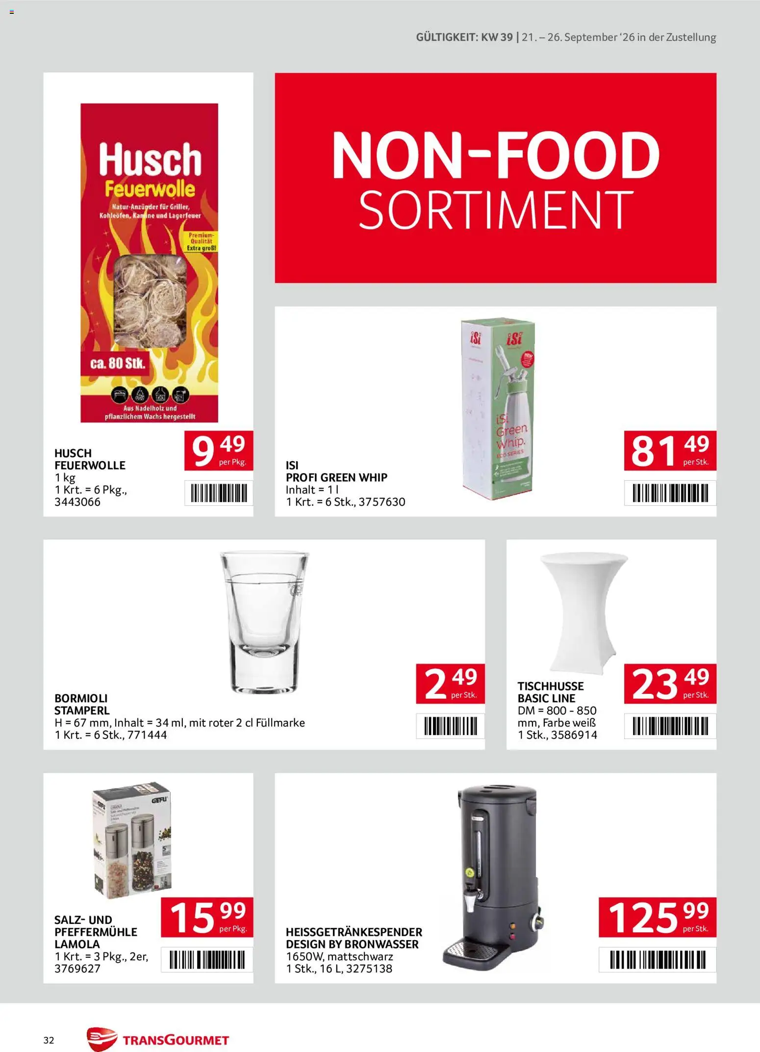 Transgourmet Zustellaktion gültig ab 20.09.2026 | Seite: 32 | Produkte: Salz, Pfeffermühle