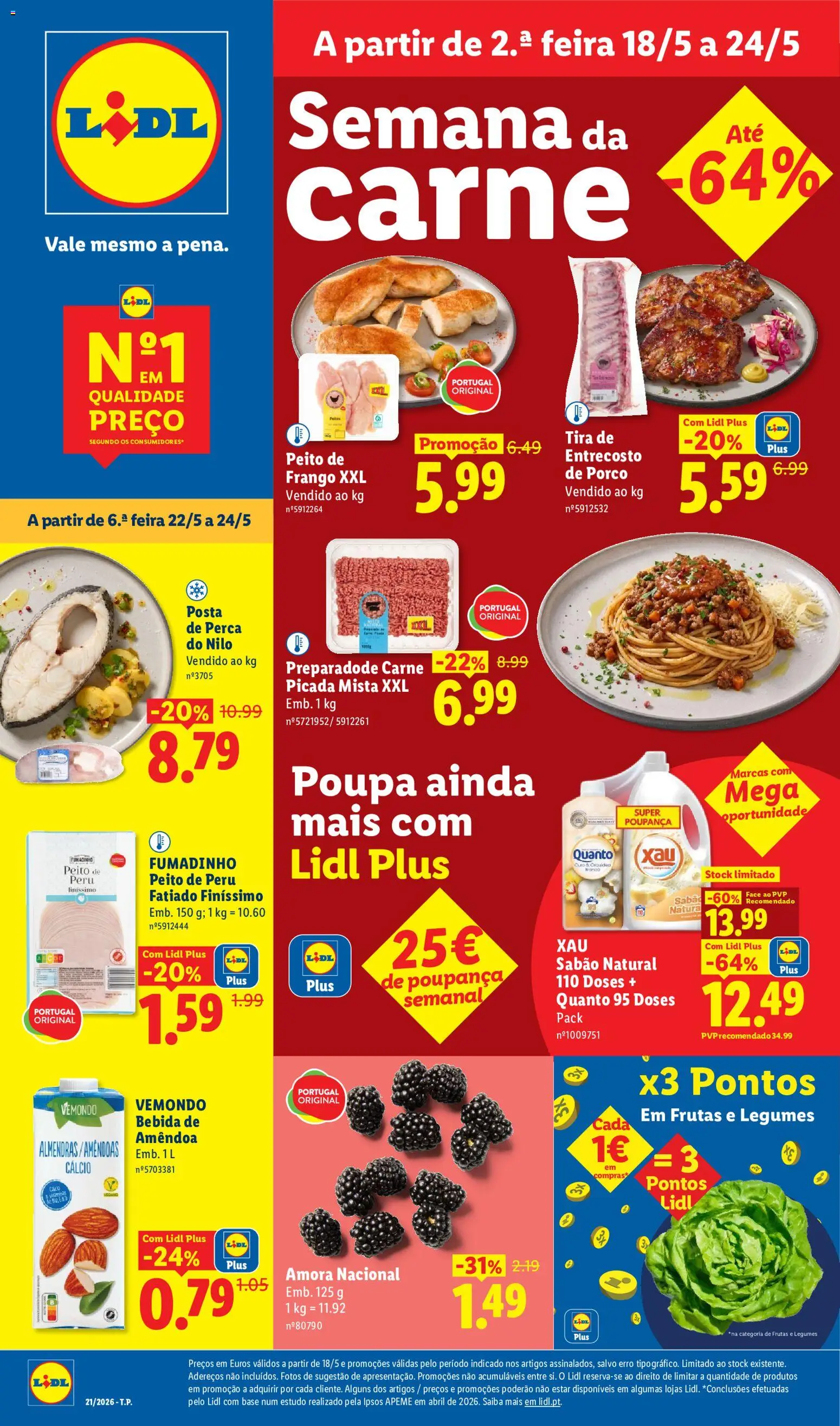 Lidl folheto │ válido de 18.05.2026 | Página: 1 | Produtos: Peito de peru, Frango, Base, Bebida