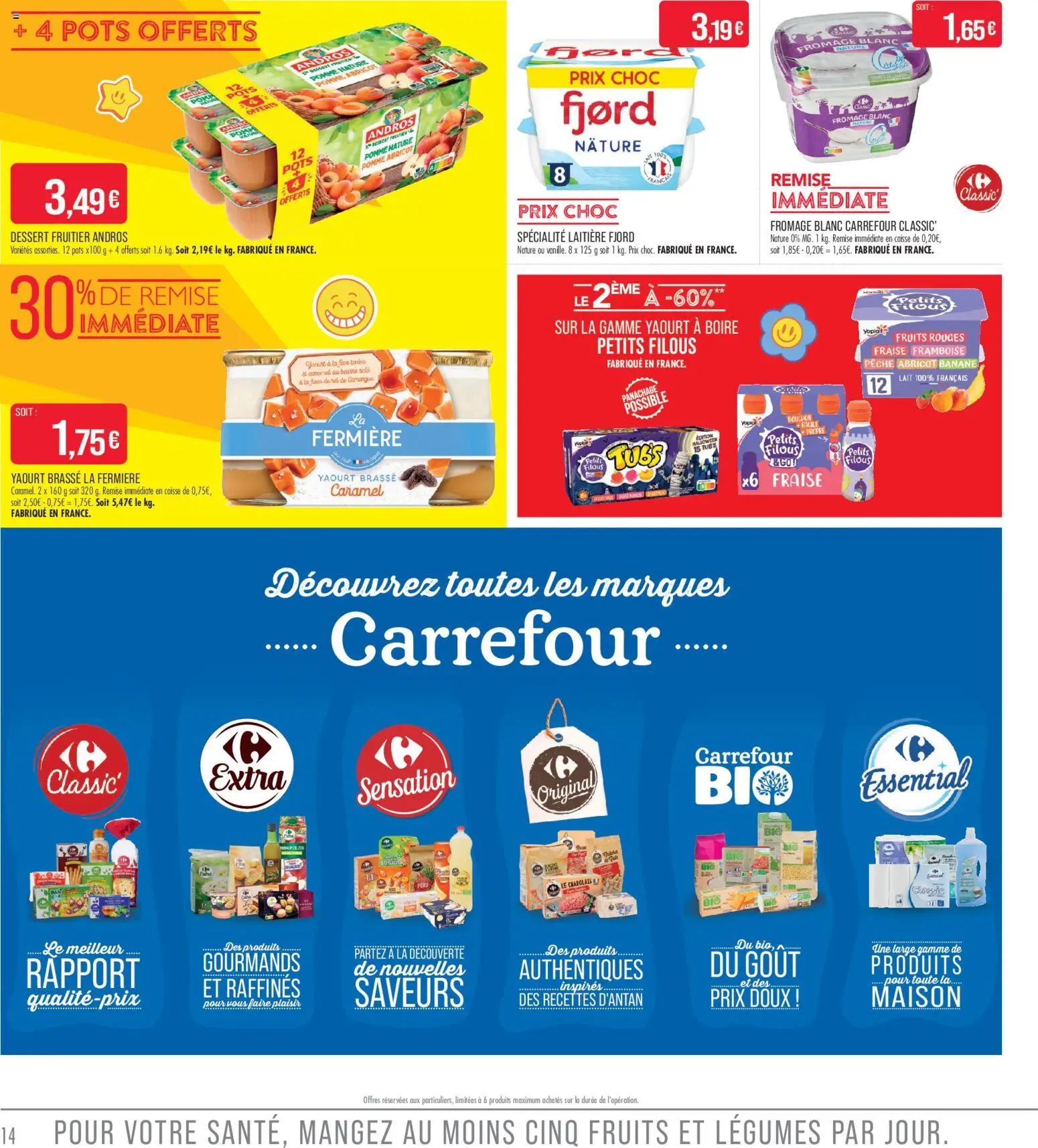 {H1} | Page: 14 | Produits: Fromage blanc nature, Fraise, Framboise, Sel