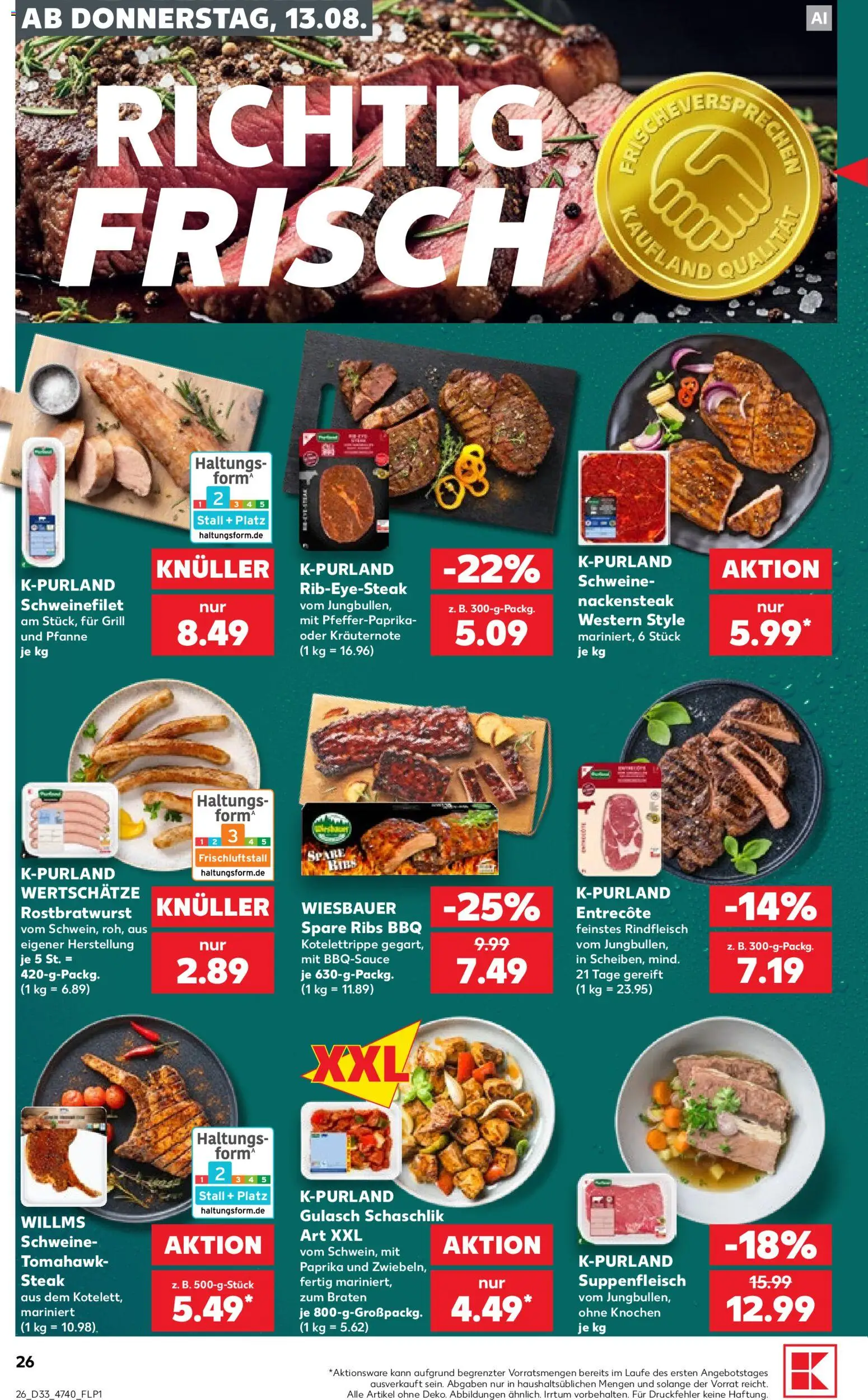 Kaufland Prospekt Hannover – gültig ab 13.08.2026 | Seite: 26 | Produkte: Grill, Spare ribs, Paprika, Gulasch
