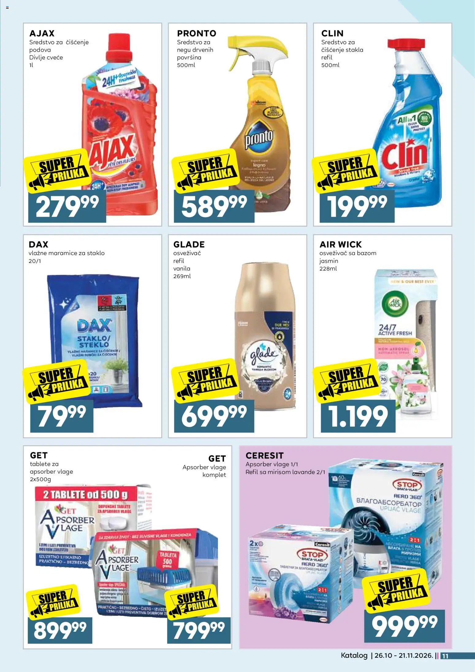 Idea katalog - važi od 26.10.2026 | Strana: 11 | Proizvode: Maramice, Air wick, Staklo, Vlažne maramice