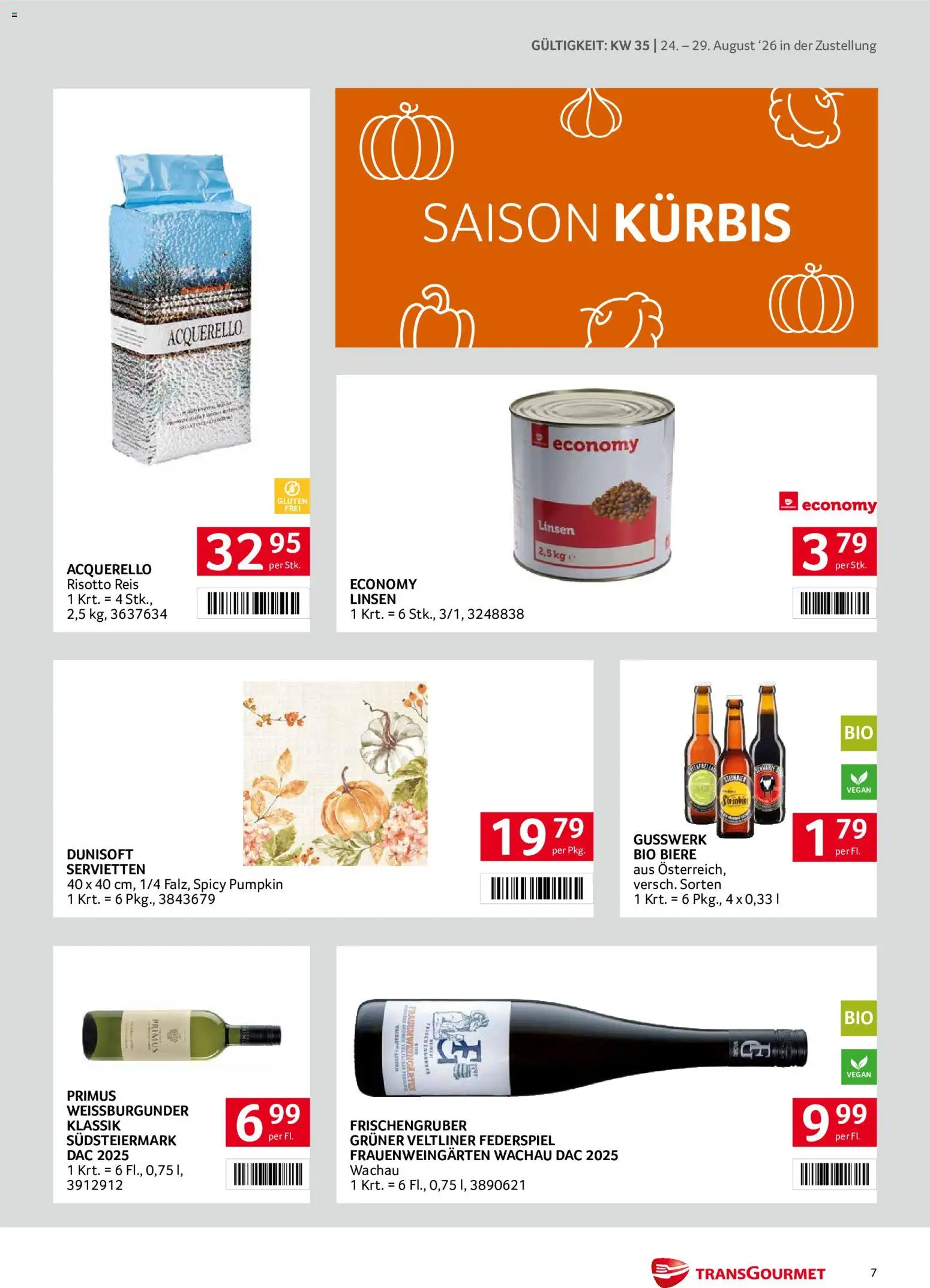 Transgourmet Zustellaktion gültig ab 24.08.2026 | Seite: 7 | Produkte: Kürbis, Reis