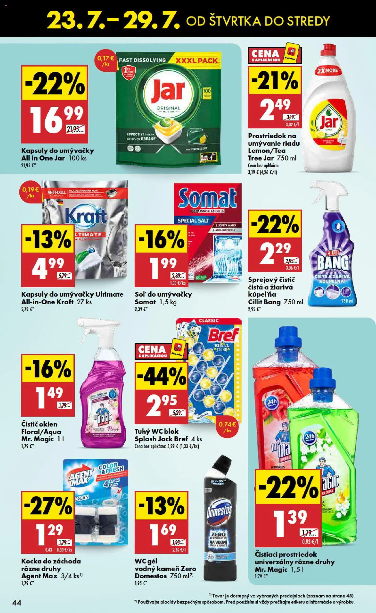 Nové Biedronka akcie – leták je platný od 23.07.2026 | Strana: 44 | Produkty: Kúpelňa, Čistič okien, Prostriedok na umývanie riadu, Jar