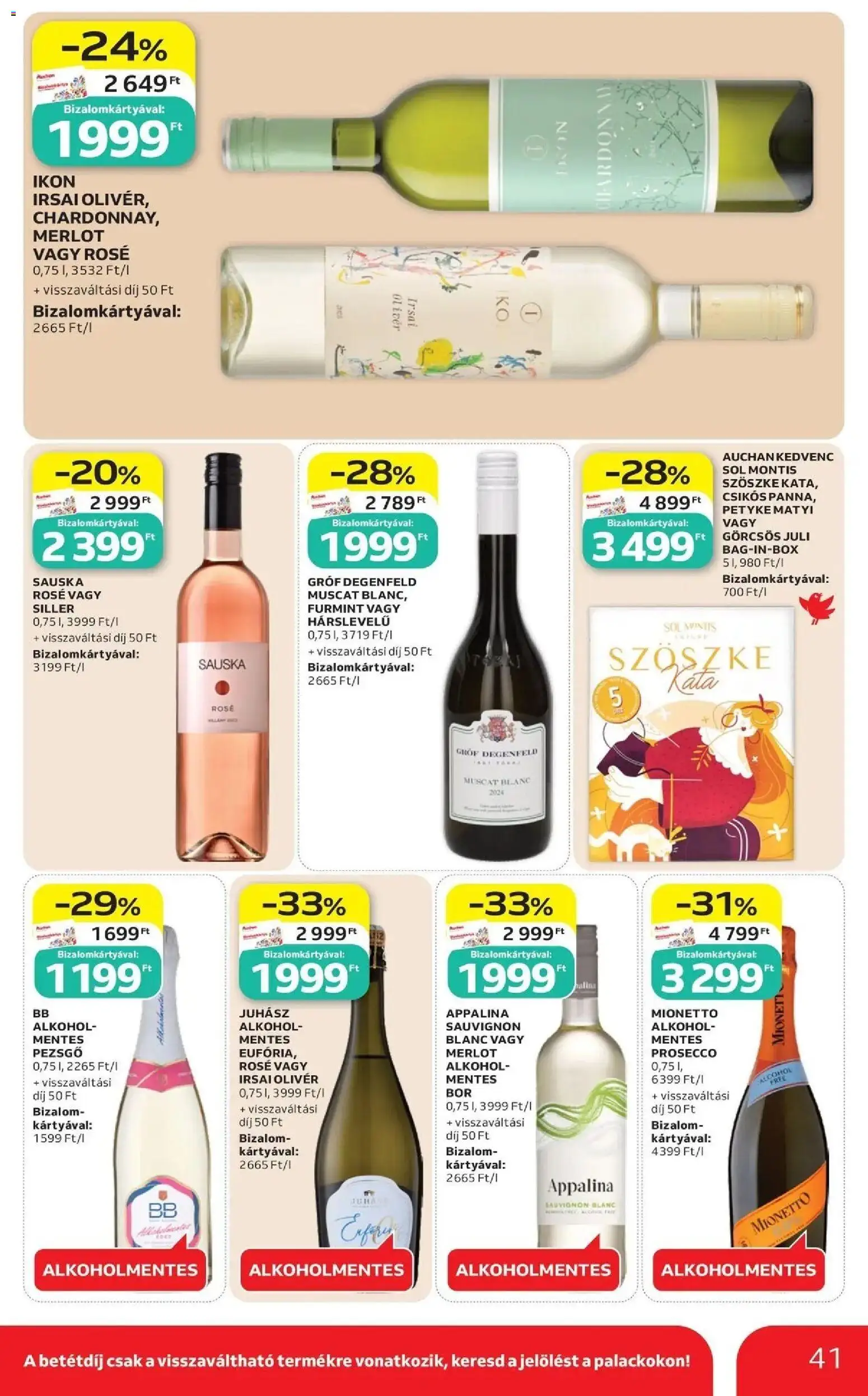Auchan akciós ujság - amely érvényes a következő dátumtól: 2026.07.16. | Oldal: 41 | Termékek: Alkohol, Pezsgő, Bor