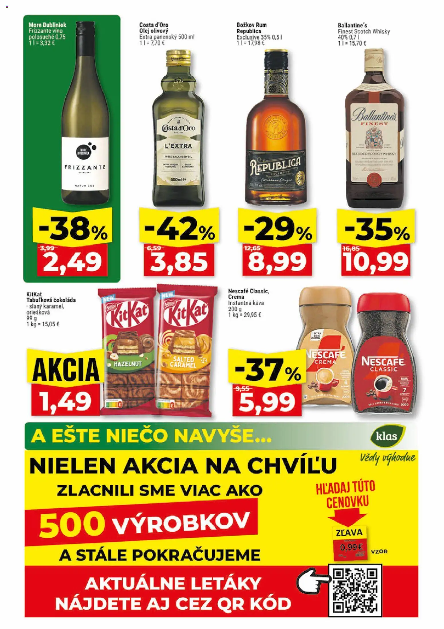 Nové Klas akcie – leták je platný od 27.08.2026 | Strana: 2 | Produkty: Olej, Víno, Božkov, Tabuľková čokoláda
