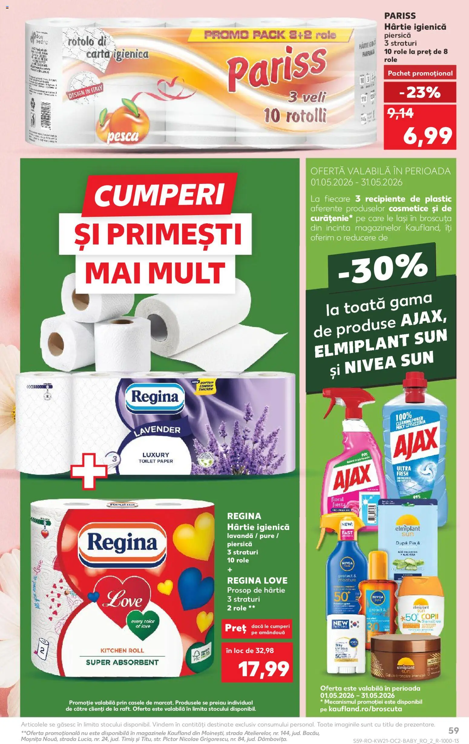 Noul catalog Kaufland – valabil de la 20.05.2026 | Pagină: 59 | Produse: Piersică, Bebek çorapları, Role, Protecție solară