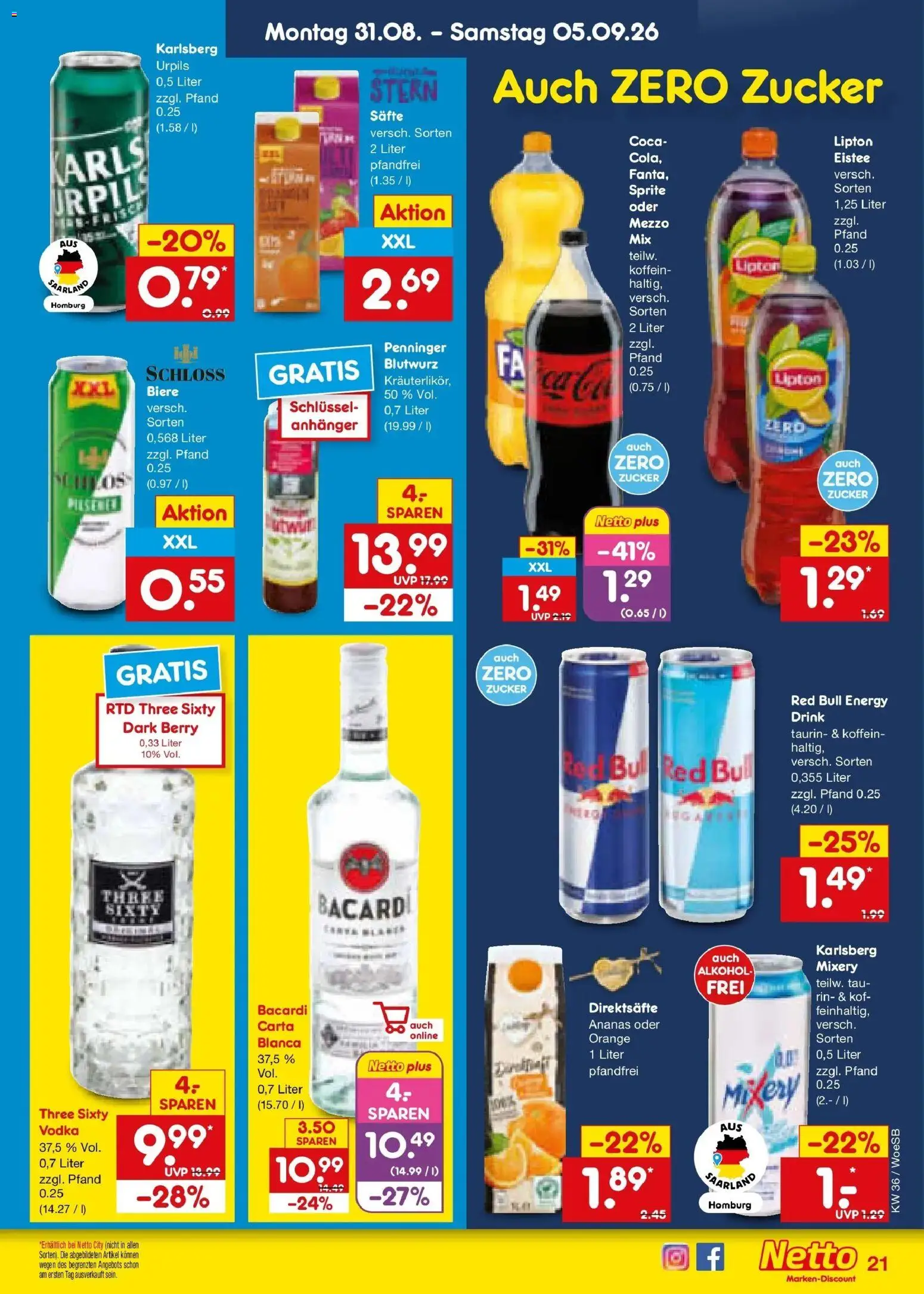 Netto Marken-Discount Prospekt Gemmingen (ab 31.08.2026) » Angebote | Seite: 27 | Produkte: Sprite, Ananas, Alkohol, Mixery