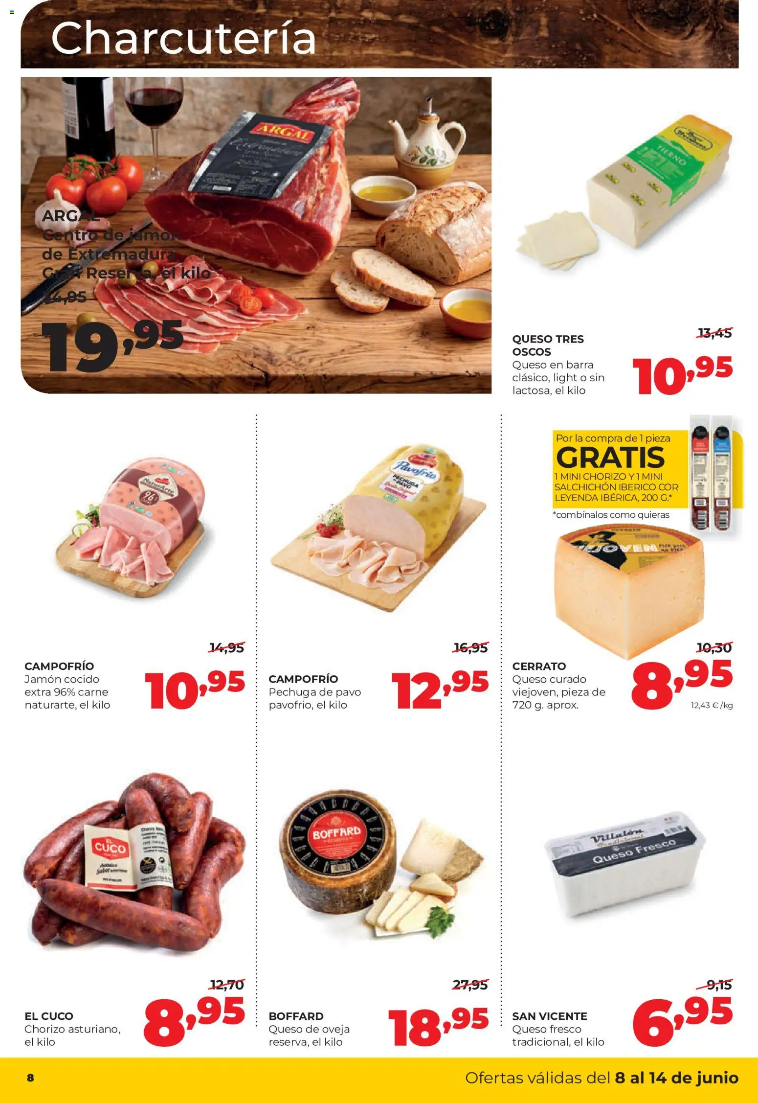 Alimerka folleto Asturias │ válido desde el 08.06.2026 | Página: 8 | Productos: Queso de oveja, Queso, Jamón cocido, Queso fresco