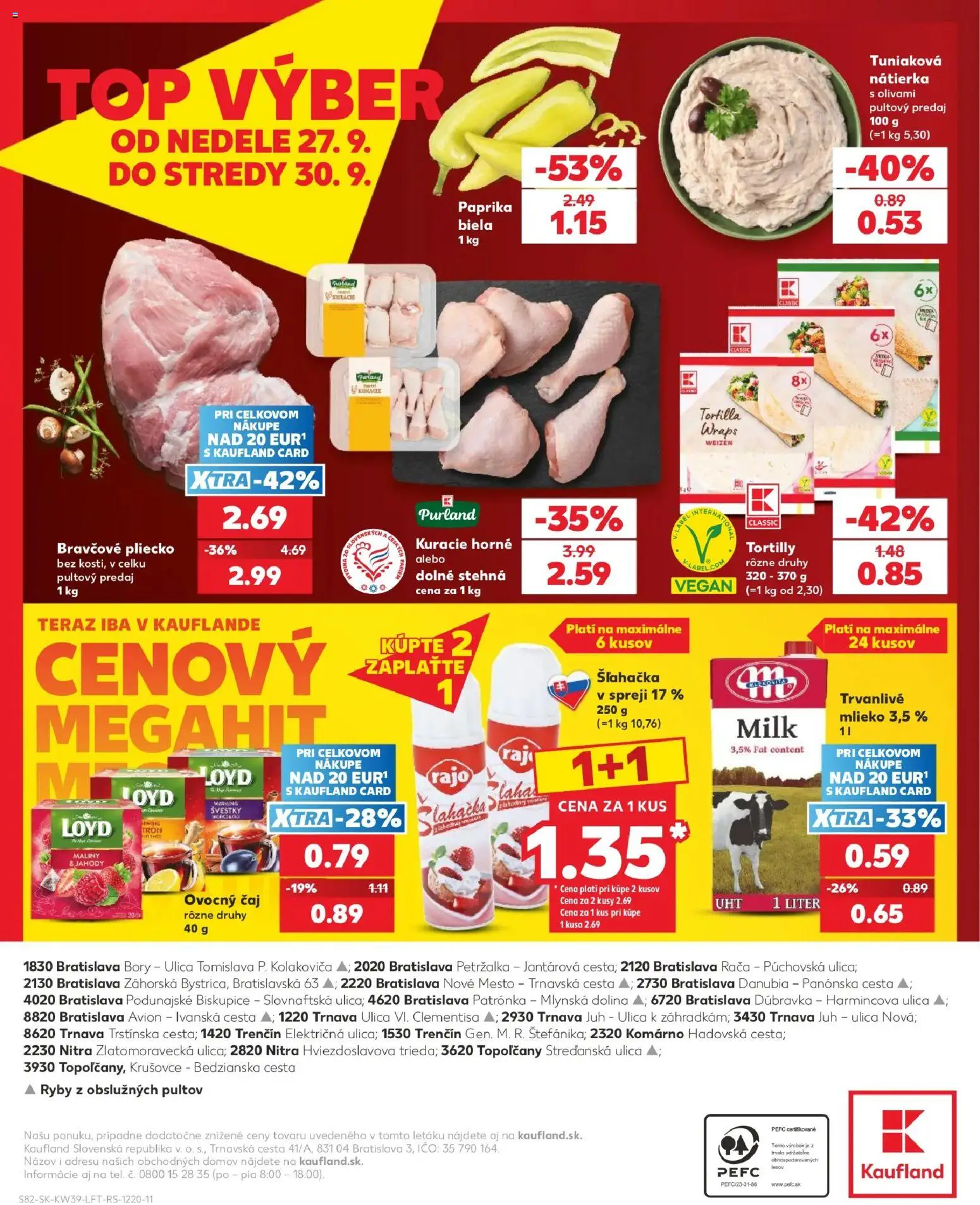 Nové Kaufland akcie – leták je platný od 24.09.2026 | Strana: 82 | Produkty: Nátierka, Bravčové pliecko, Ovocný čaj, Stehná