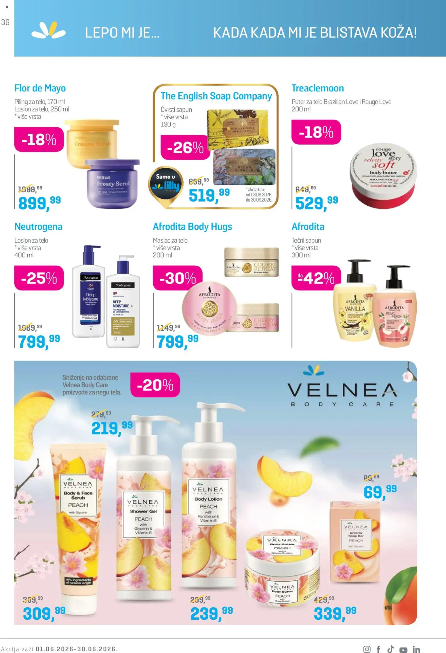 Lilly drogerie katalog - važi od 01.06.2026 | Strana: 36 | Proizvode: Tečni sapun, Maslac, Puter, Piling