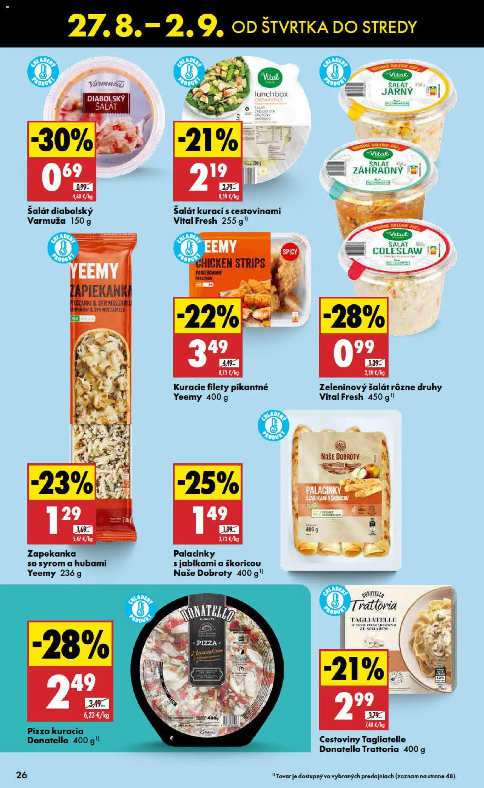 Nové Biedronka akcie – leták je platný od 27.08.2026 | Strana: 26 | Produkty: Pizza, Cestoviny, Šalát